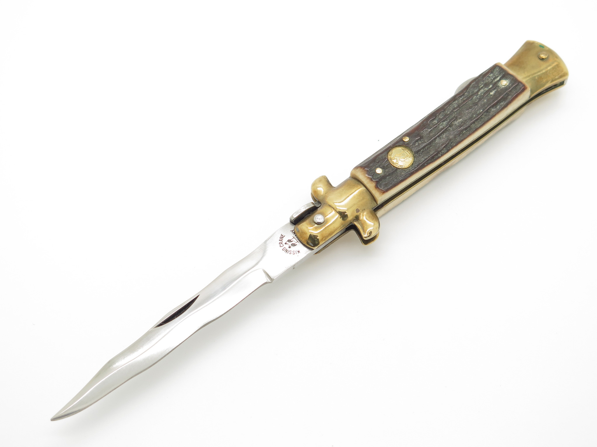 Vtg Kissing Crane KC47 Germany Stag Kriss Blade Picklock Folding 