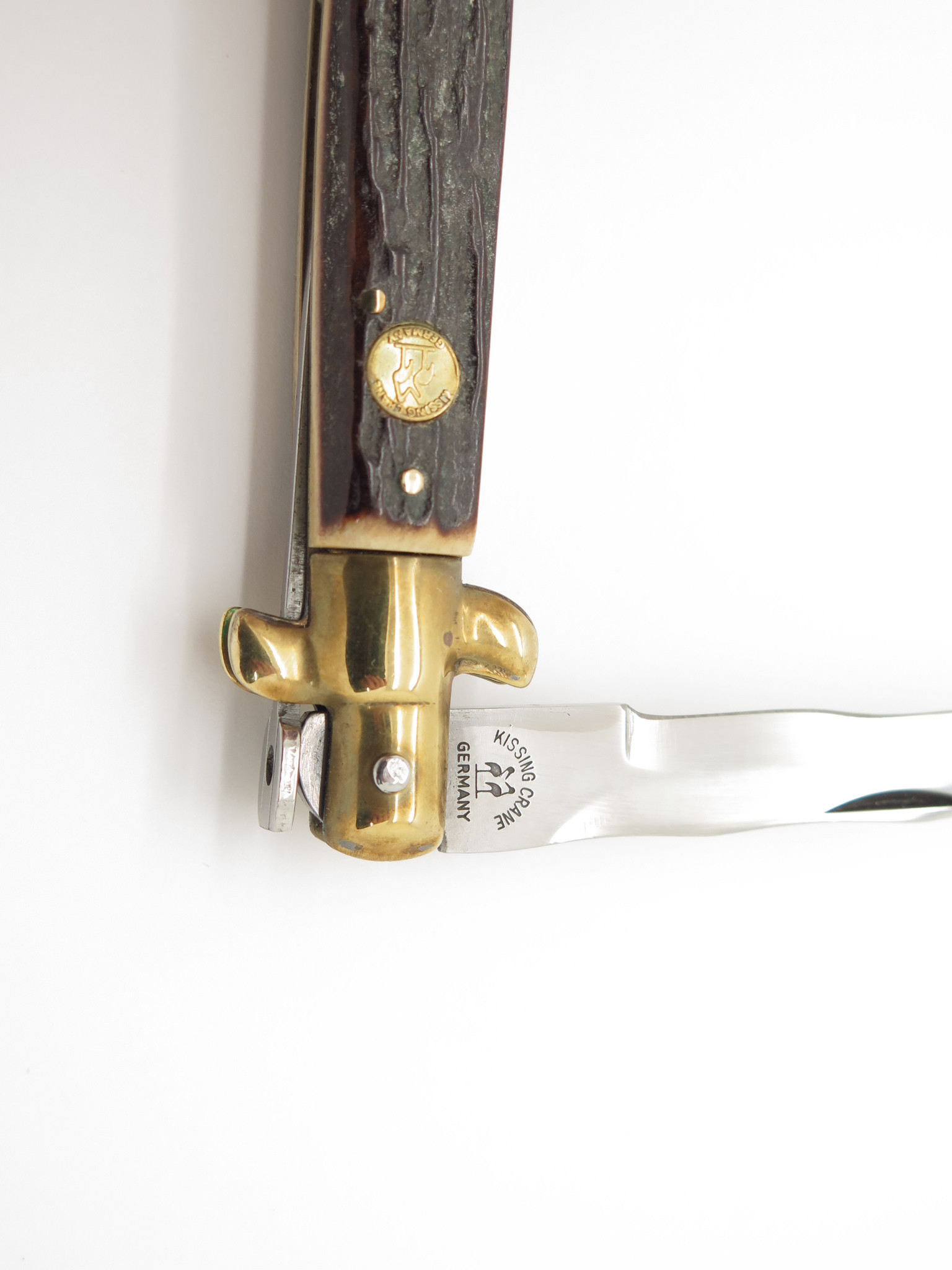 Vtg Kissing Crane KC47 Germany Stag Kriss Blade Picklock Folding 