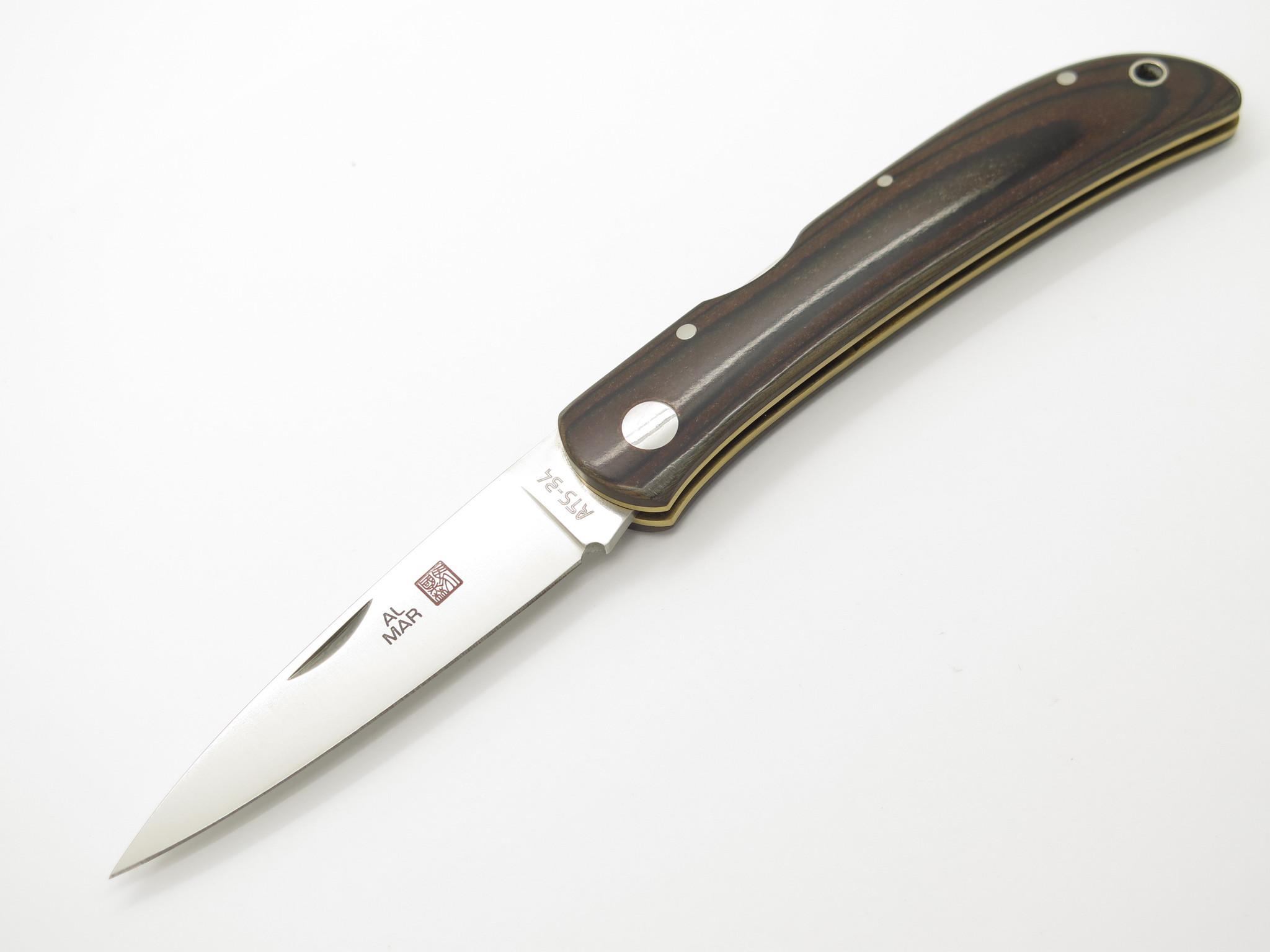 Vintage Al Mar Falcon ATS-34 Seki Japan Micarta Lockback Folding