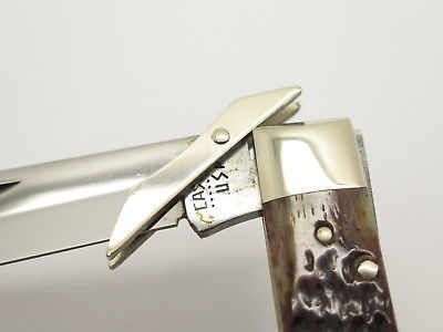 Vtg 1980 Case XX 6111 1/2 Cheetah Jigged Bone Swing Guard Folding