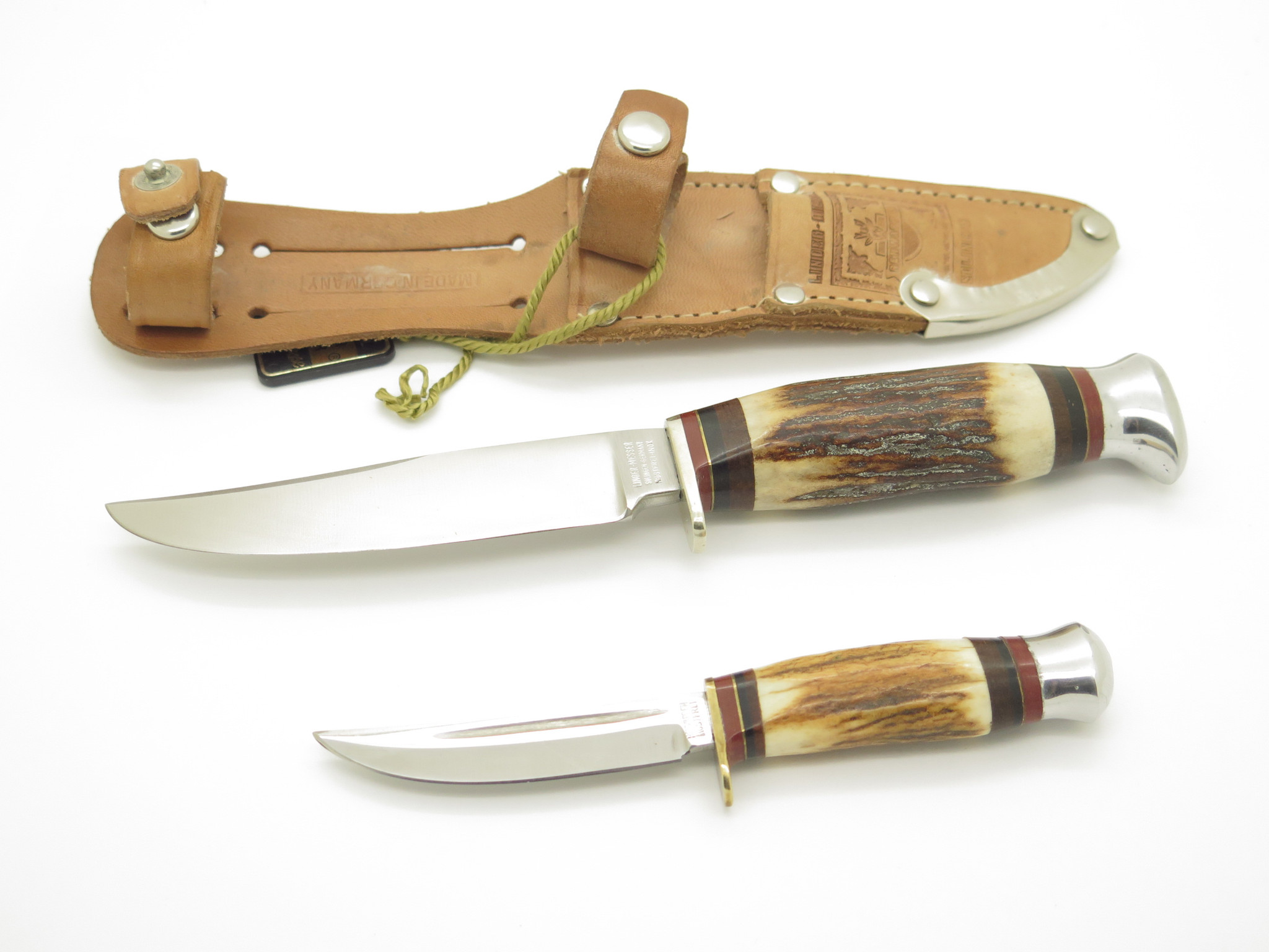 Vintage Linder-Messer Rehwappen Germany Stag Fixed Blade Knife