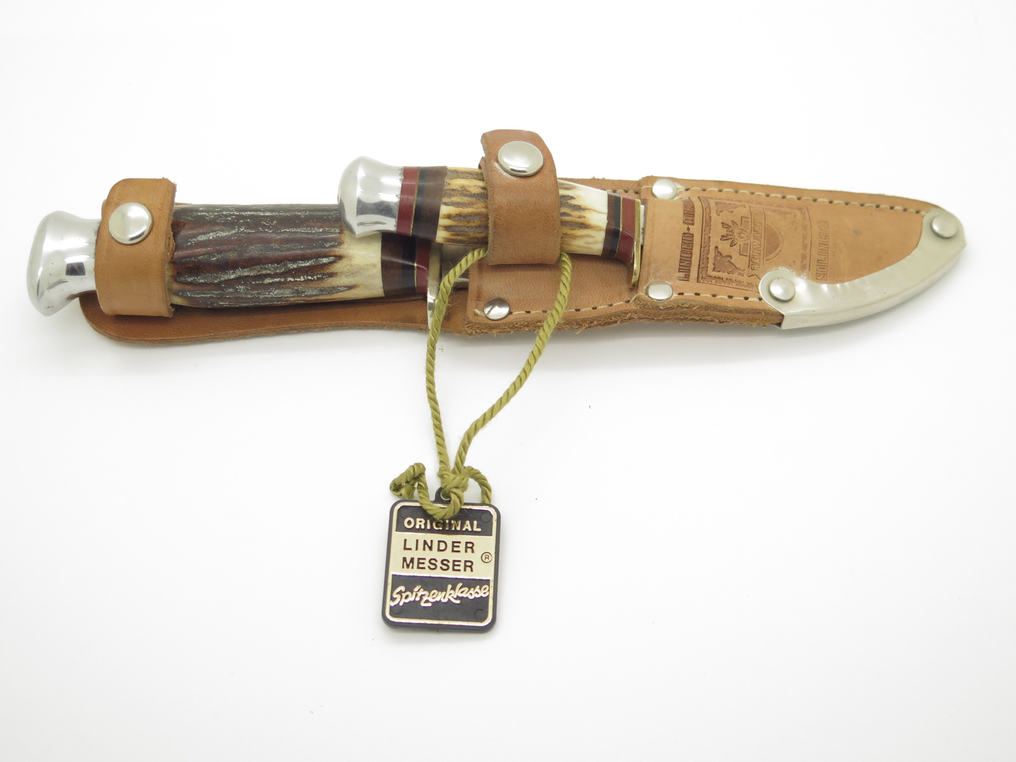 Vintage Linder-Messer Rehwappen Germany Stag Fixed Blade Knife 