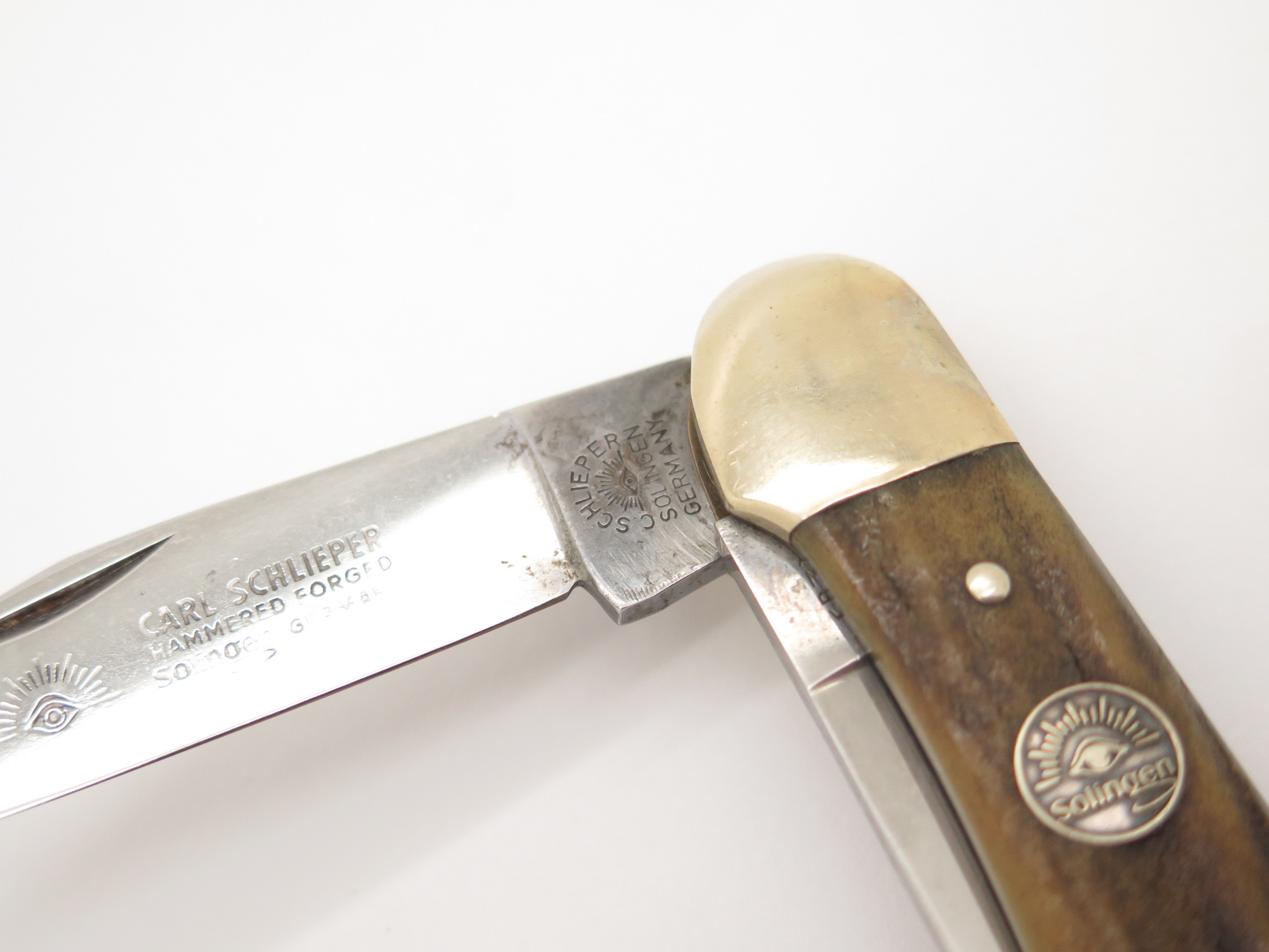 Vtg Carl Schlieper GX-DS Copperhead Solingen Germany Stag Folding