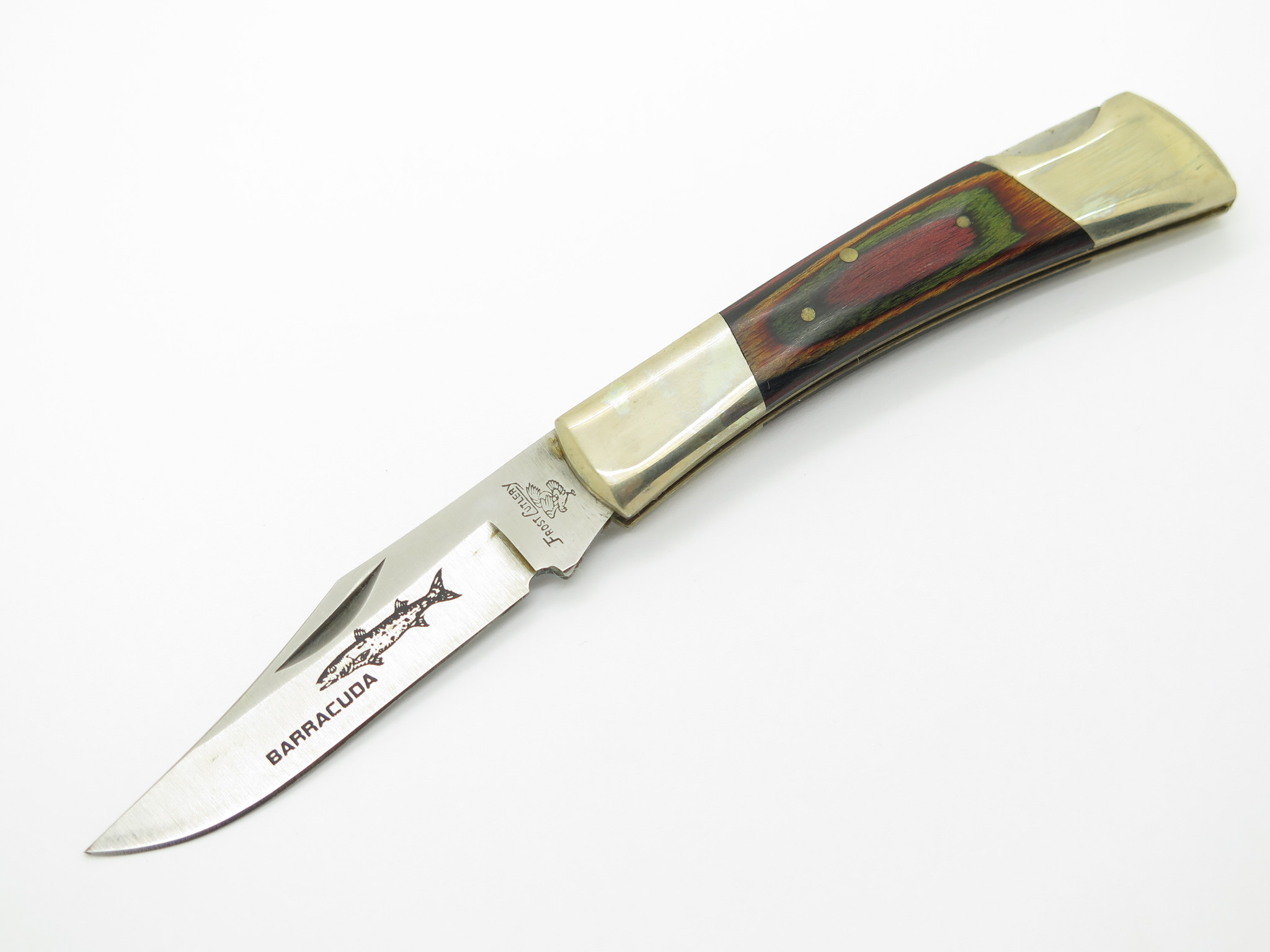 Vintage '80s Frost Cutlery Seki Japan Barracuda Wood Handle