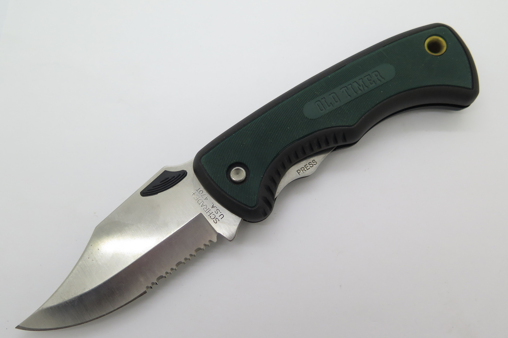 Vtg Schrade Old Timer USA 47OT Beast Green Handle Linerlock