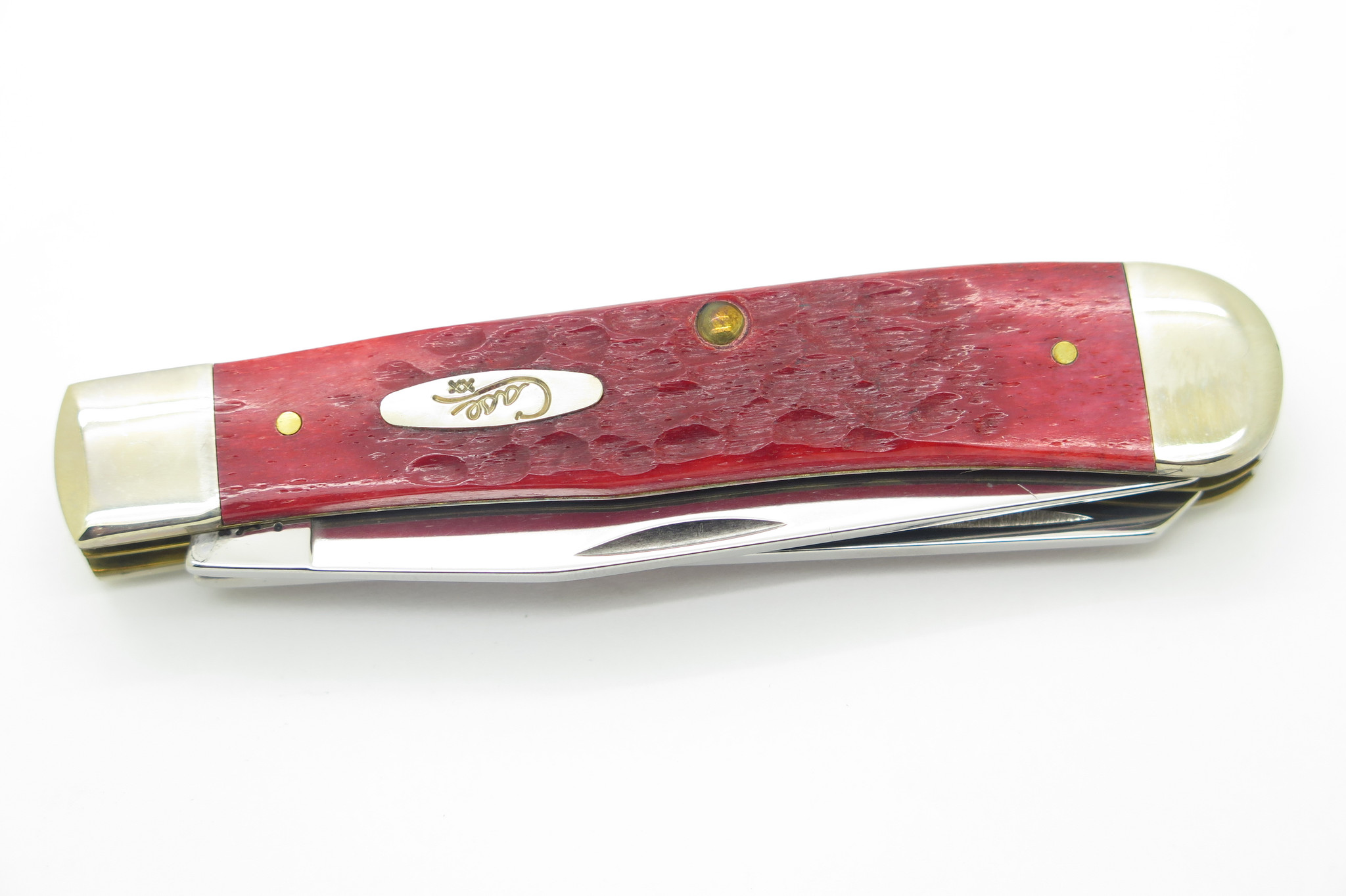 Ace 2000 Case XX 6254 Trapper Red Jigged Bone Handle Folding