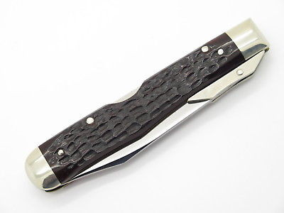 Vtg 1976 Case XX 6111 1/2 Bone Cheetah Swing Guard Folding Pocket