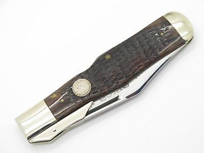 80s USA製 ゴツナイキ　カマボコ　 シングルステッチ　xL Case XX Jigged Buffalo Horn Canoe Pocket Knife CA65029 - Smoky