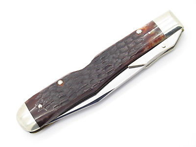 Vtg 1972 Case XX 6111 1/2 Jigged Bone Cheetah Swing Guard Folding