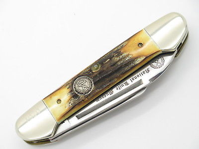 Vintage 1986 Case XX 5394 NKCA Stag 3 Blade Folding Gunboat Canoe
