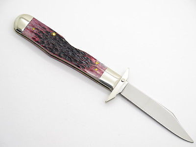 2002 Case XX 6111 1/2 Cheetah Script Cranberry Swing Guard Folding