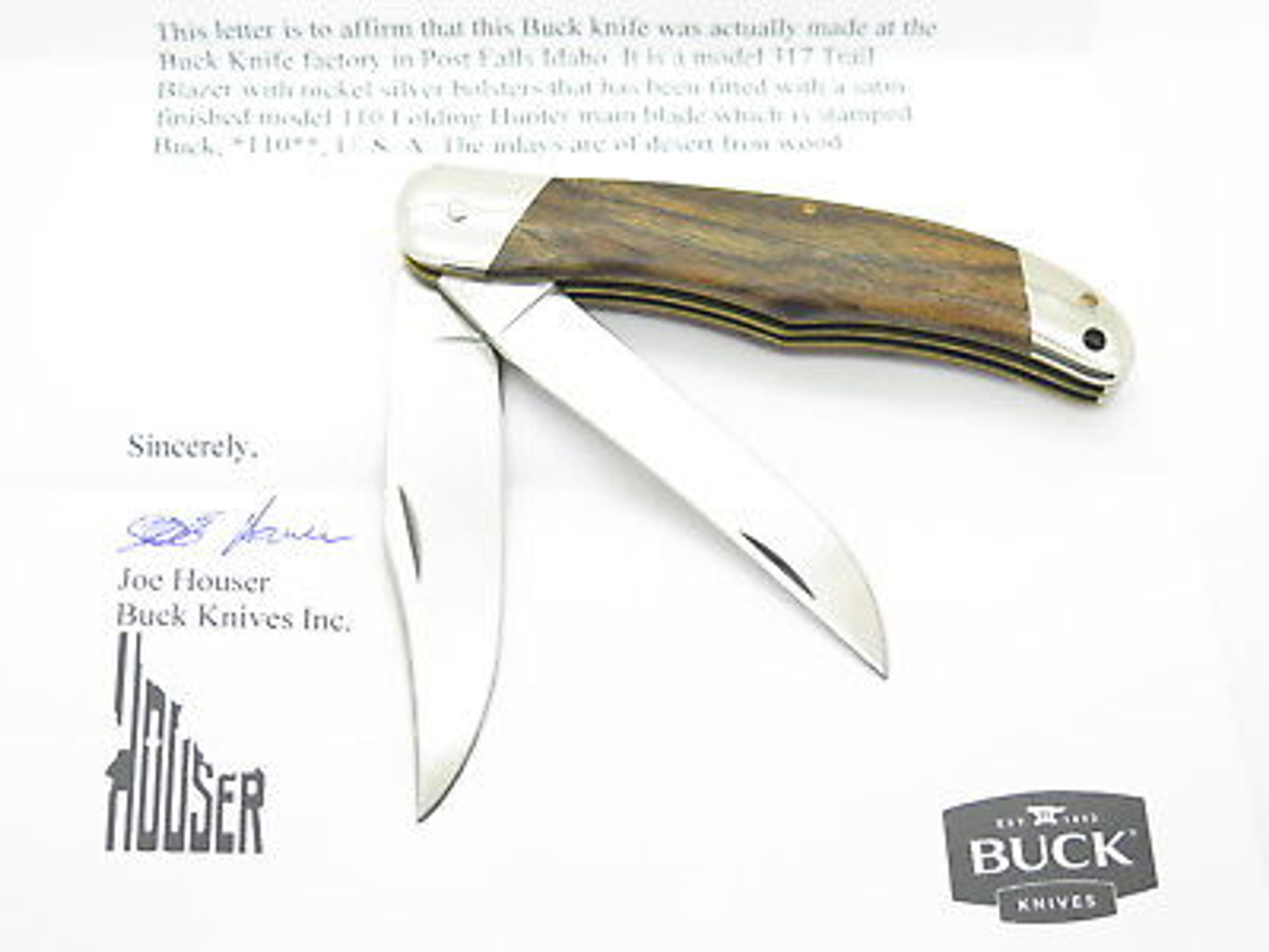 Custom Shop Buck 317 110 Trailblazer Folding Hunter Hunting Knife