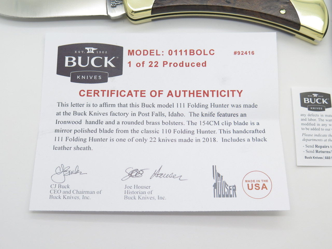 Buck 111 111BOLC Folding Hunter Lockback Knife Custom Buck 111 111BOLC Folding Hunter Lockback Knife Custom