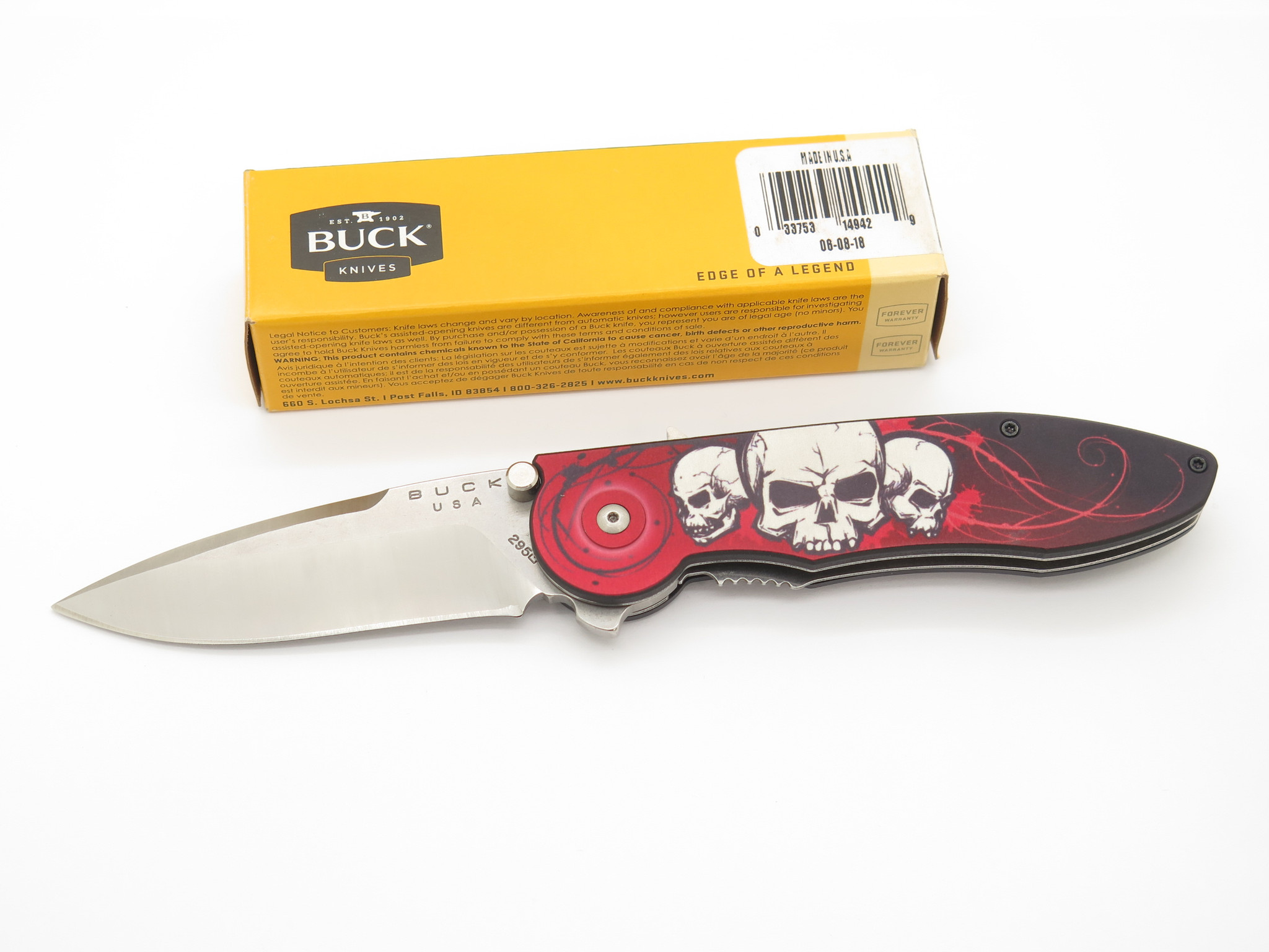 Buck 295 295BO7 Tempest Custom Buildout Red Skull Assisted Folding