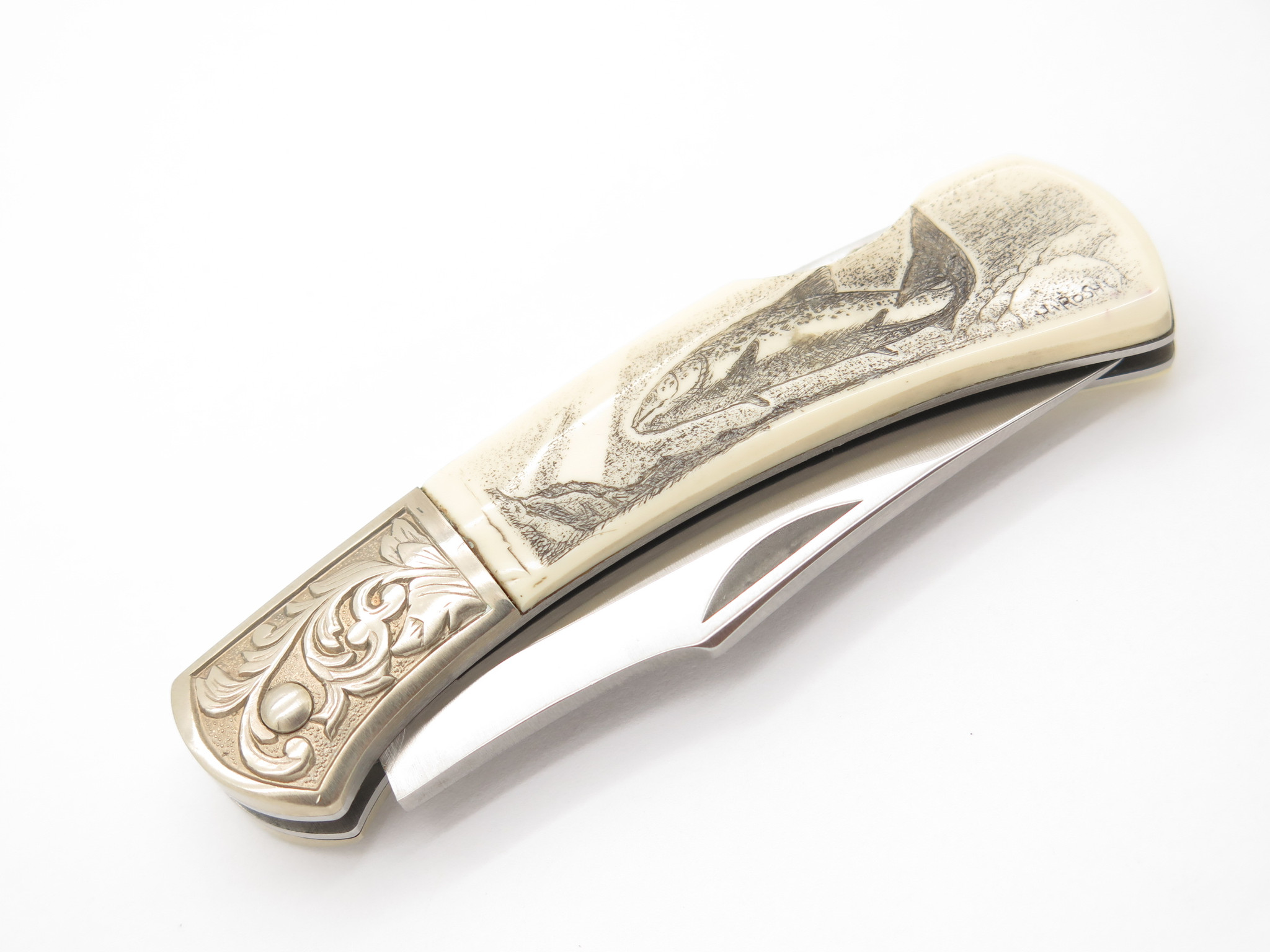 Vtg Explorer G Sakai Seki Japan Fish Scrimshaw 3.1 Folding