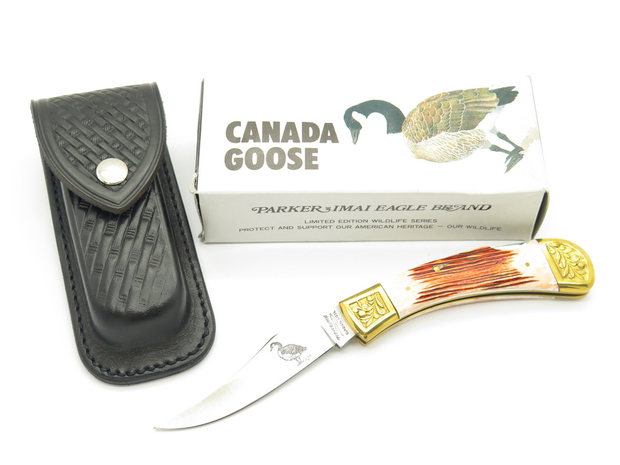 Vtg Parker Imai KF-541 Seki Japan Wildlife Goose Bone Stag