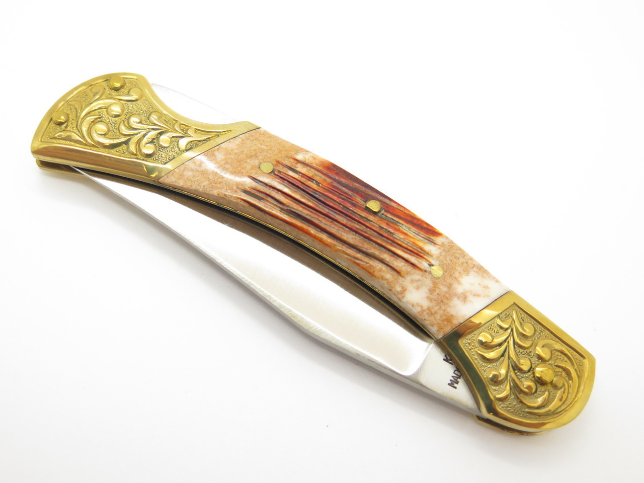 Vtg Parker Imai KF-74 Seki Japan Wildlife Duck Bone Stag Folding