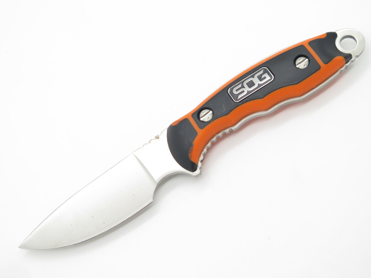 SOG HUNTSPOINT TAIWAN FIXED BLADE AUS-8 KNIFE ORANGE HANDLE WITH