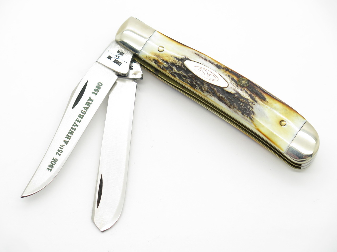 Vtg Case XX 1980 75th Anniversary 5207 Stag Mini Trapper Folding