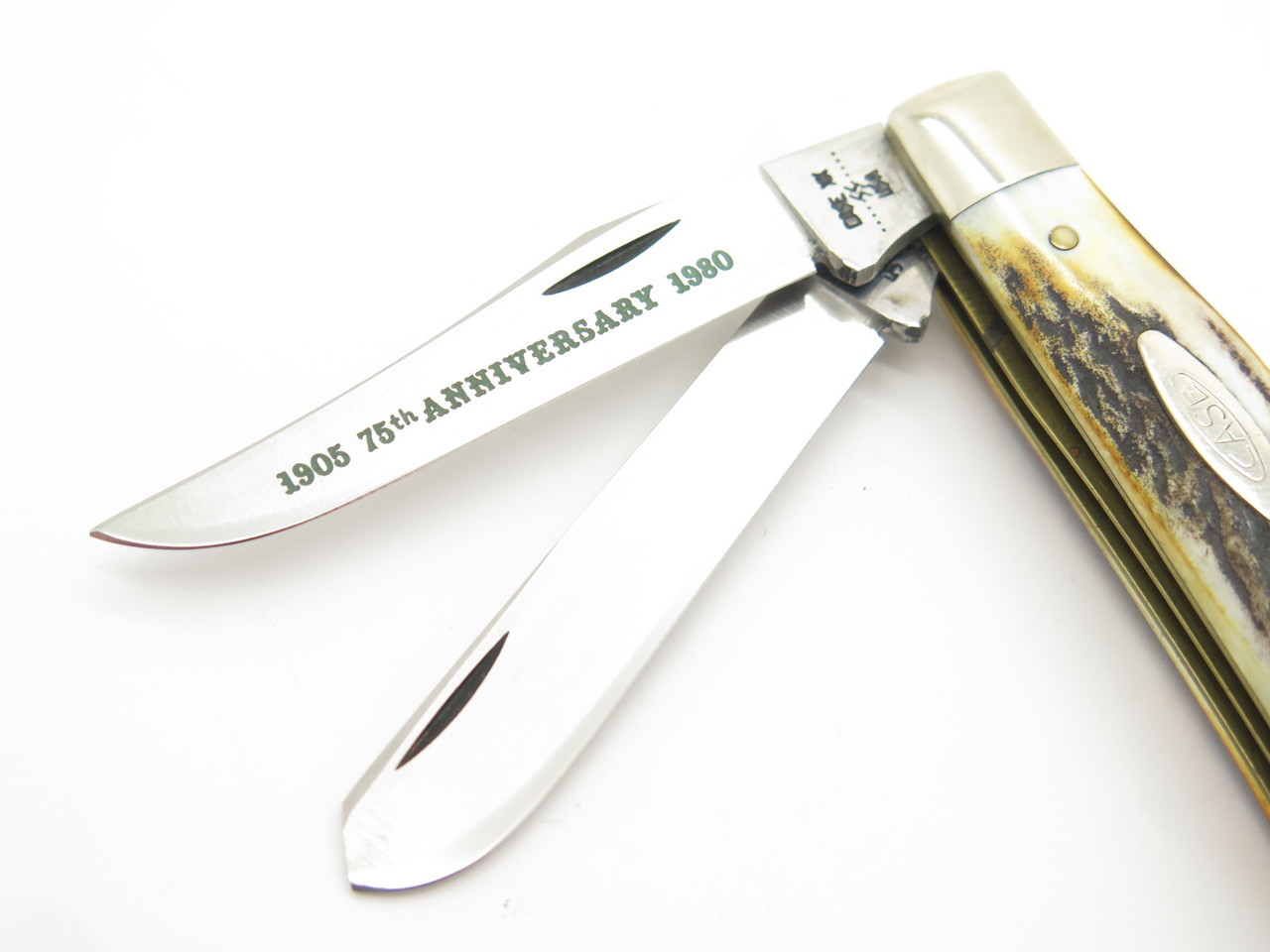 Vtg Case XX 1980 75th Anniversary 5207 Stag Mini Trapper Folding