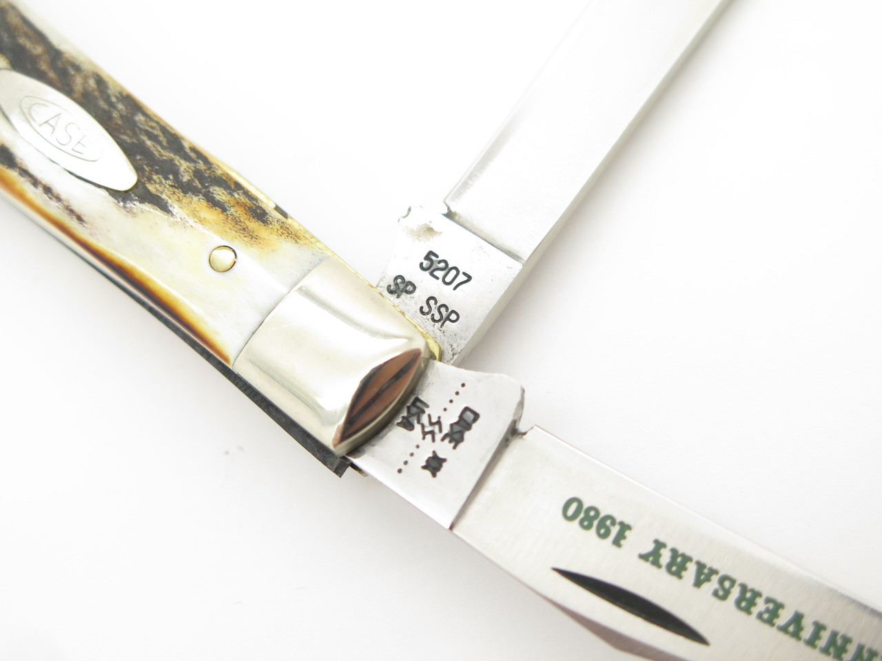 Vtg Case XX 1980 75th Anniversary 5207 Stag Mini Trapper Folding