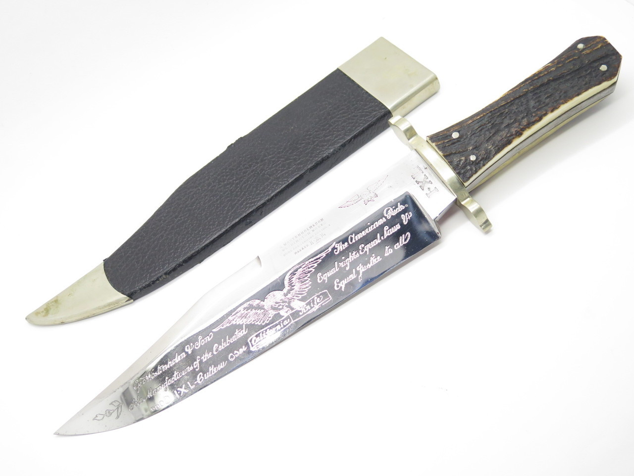 Vtg IXL Geo Wostenholm & Son California Knife Stag Fixed Blade