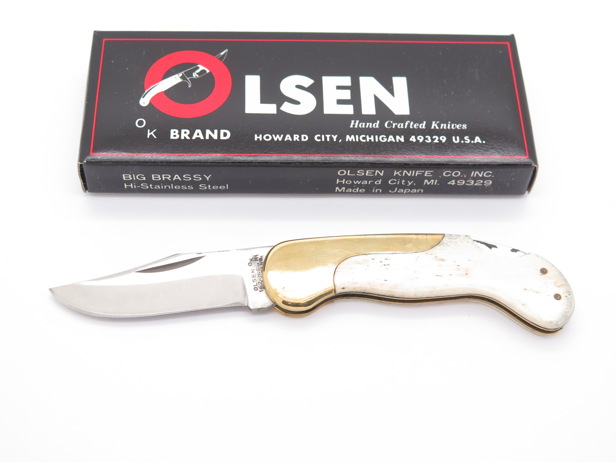 Vtg Olsen OK 162 Lil Brassy Seizo Imai Seki Japan Folding Lockback