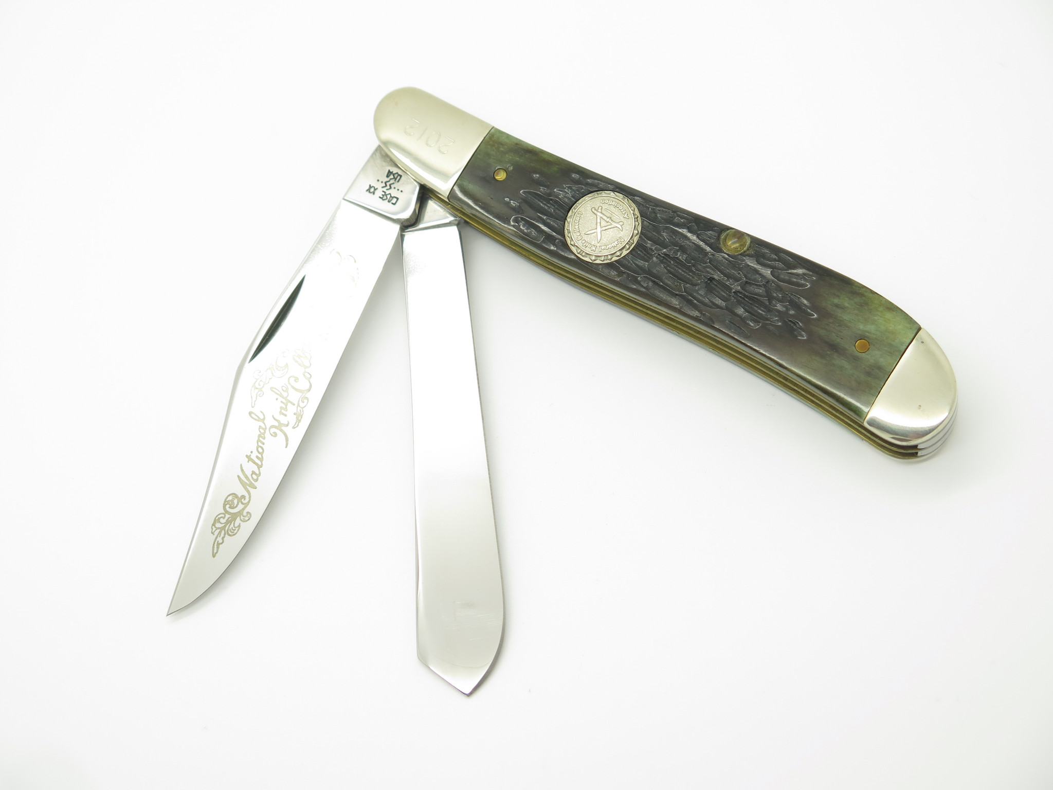 まきこ Vtg 1985 Case XX NKCA Club 66240 Green Bone Trapper Folding