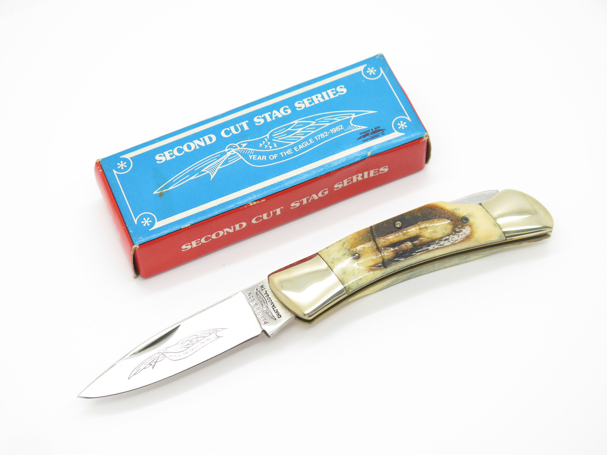 Vtg 1982-1985 Parker & Son Eagle K412 Imai Seki Japan Stag Folding