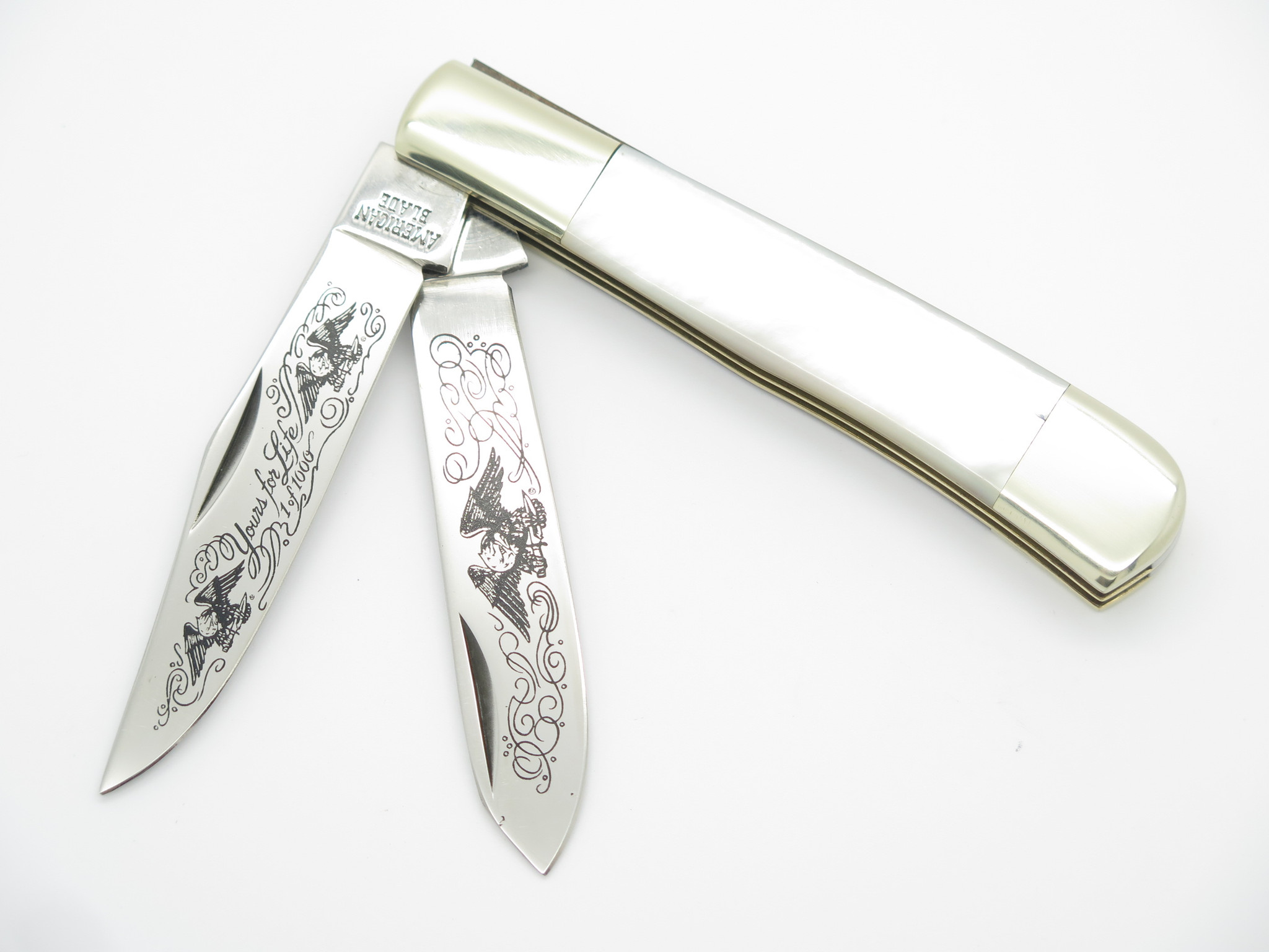 Vtg Parker American Blade Limited Mother Of Pearl Trapper Folding