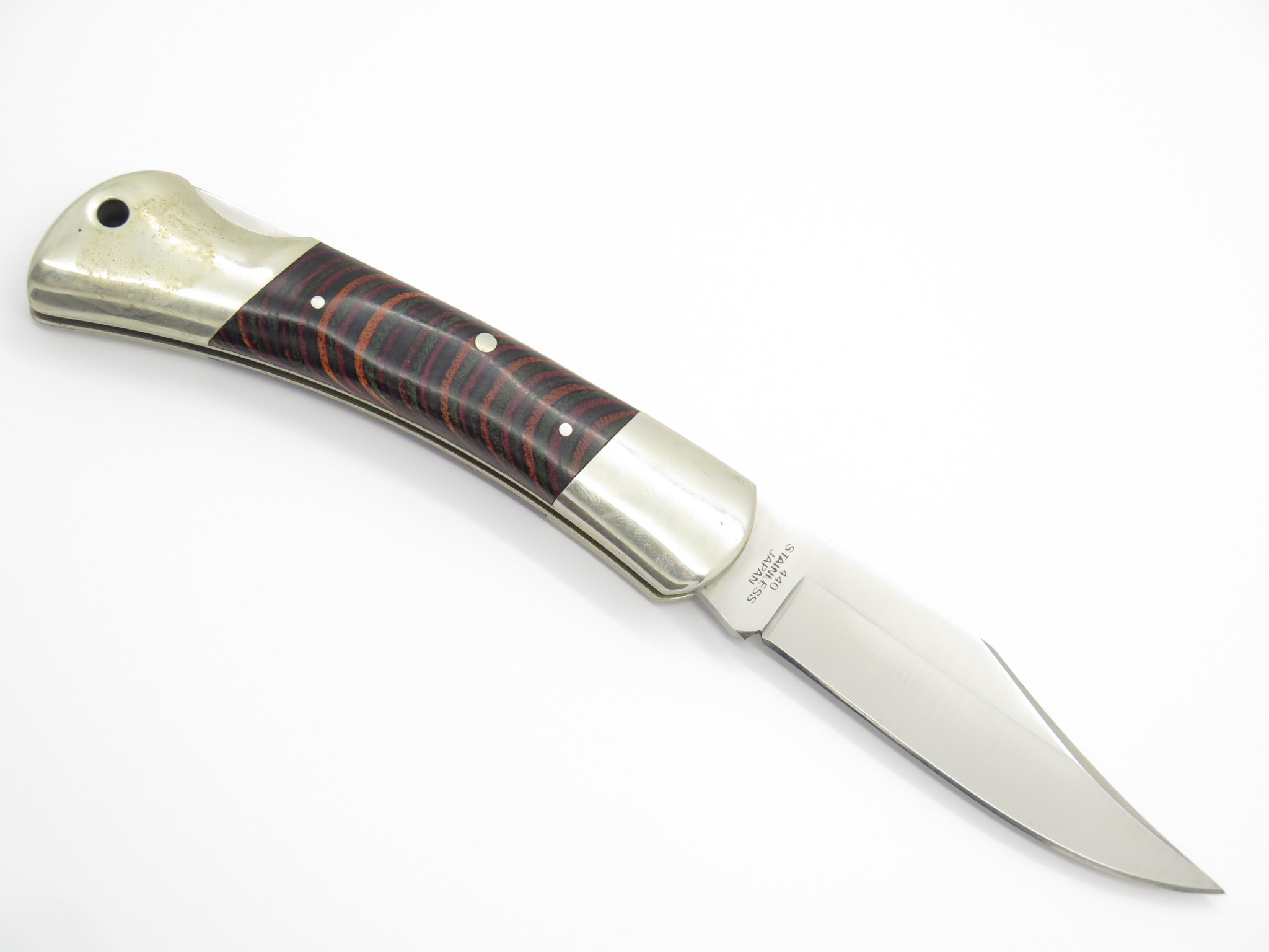 Vtg Explorer Custom 11-375 Seki Japan Wood Folding Hunter Lockback