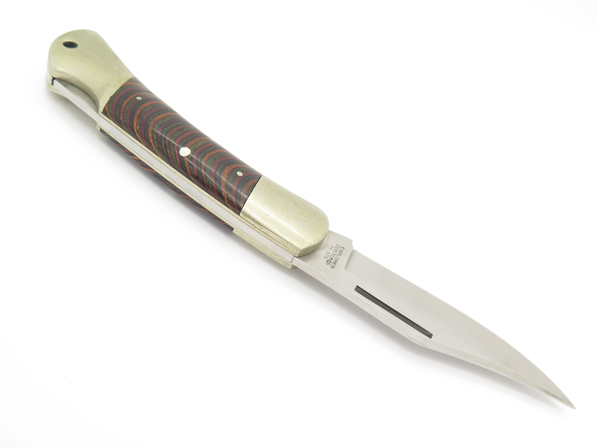 Vtg Explorer Custom 11-375 Seki Japan Wood Folding Hunter Lockback