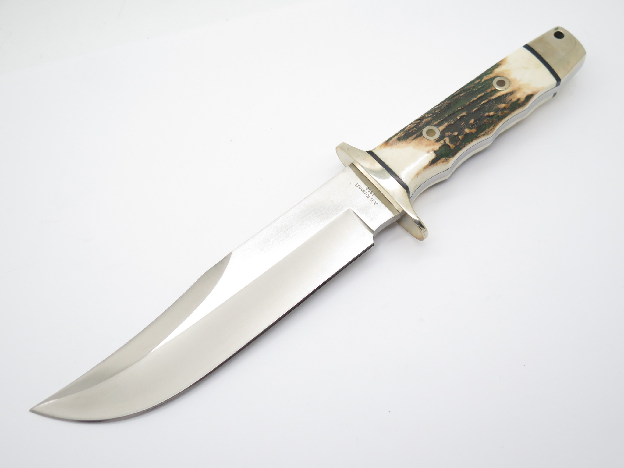 Vtg A.G. Russell 1998 Tak Fukuta Seki Japan AUS8 Stag Fixed Bowie