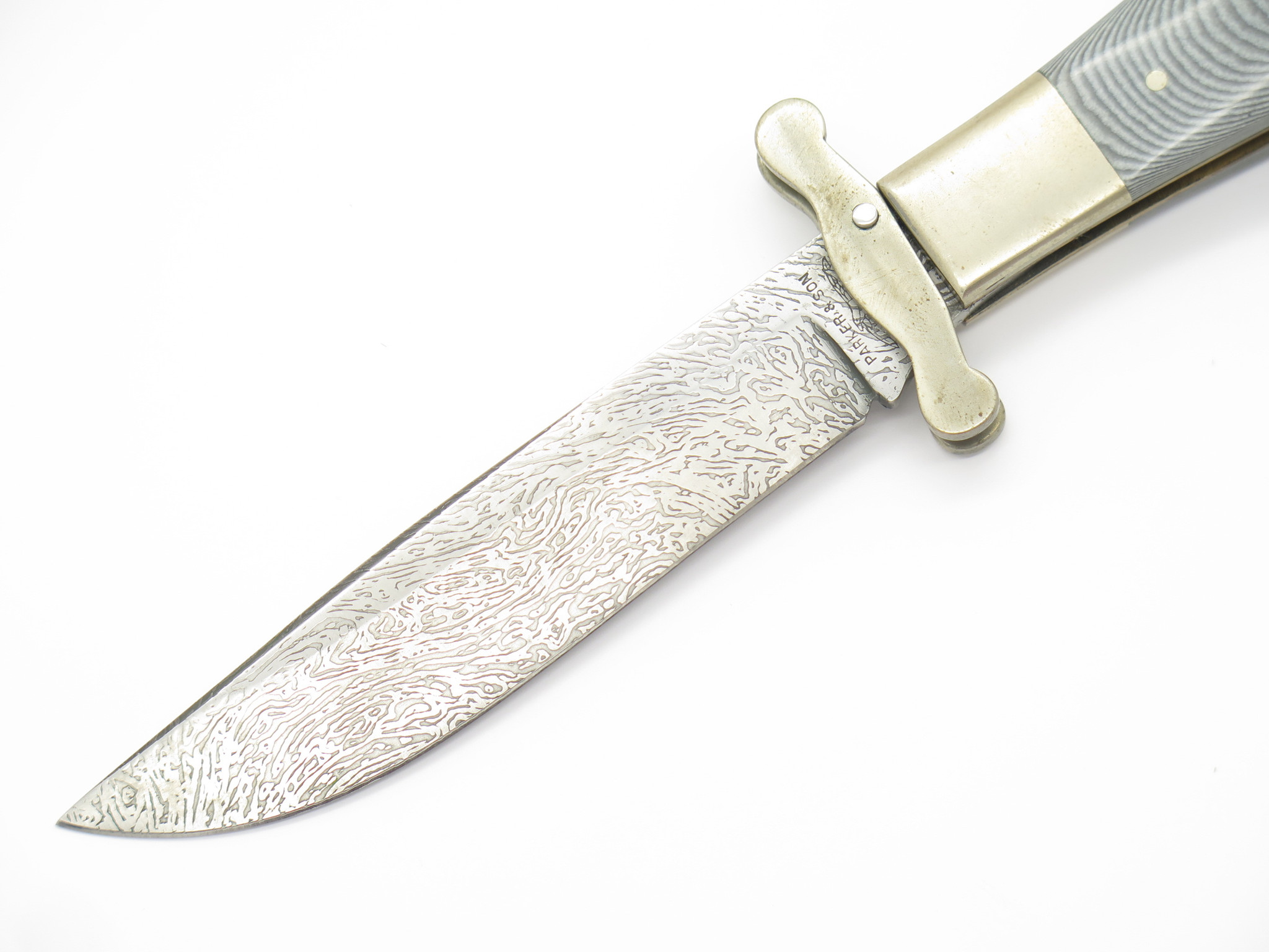 Vtg 1982-85 Parker & Son K418 Seki Japan Micarta Damascus Folding