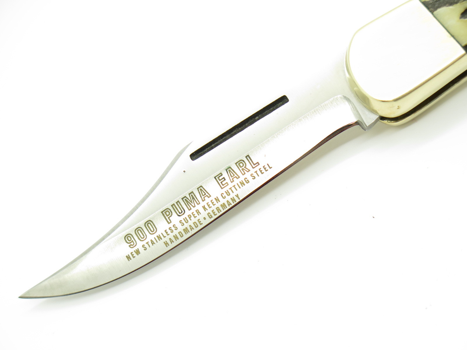 Vtg 1978 Puma 900 Earl Solingen Germany Stag Folding Lockback