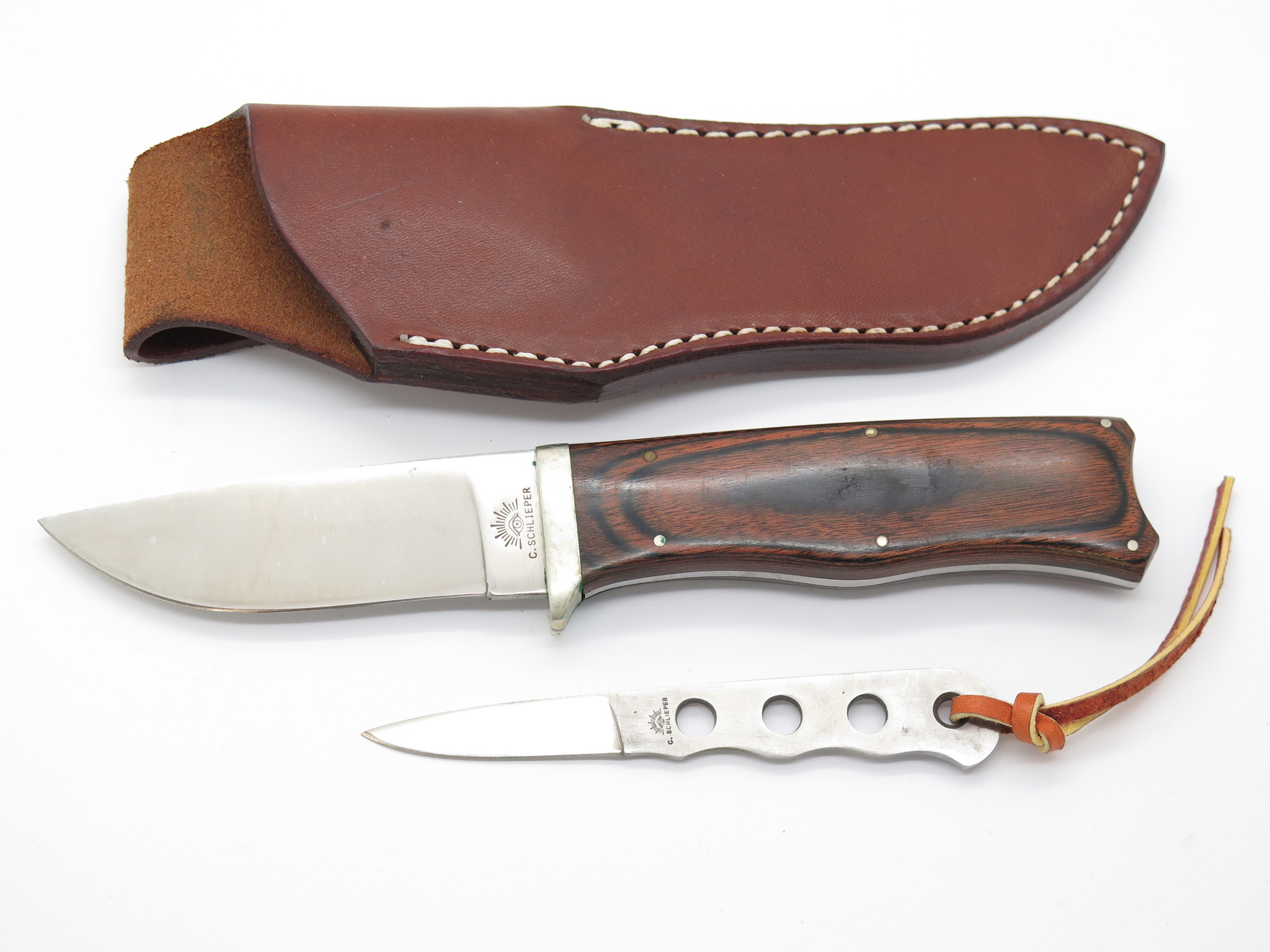 Vtg C Schlieper German Eye Brand Twin Set Stainless Fixed Blade
