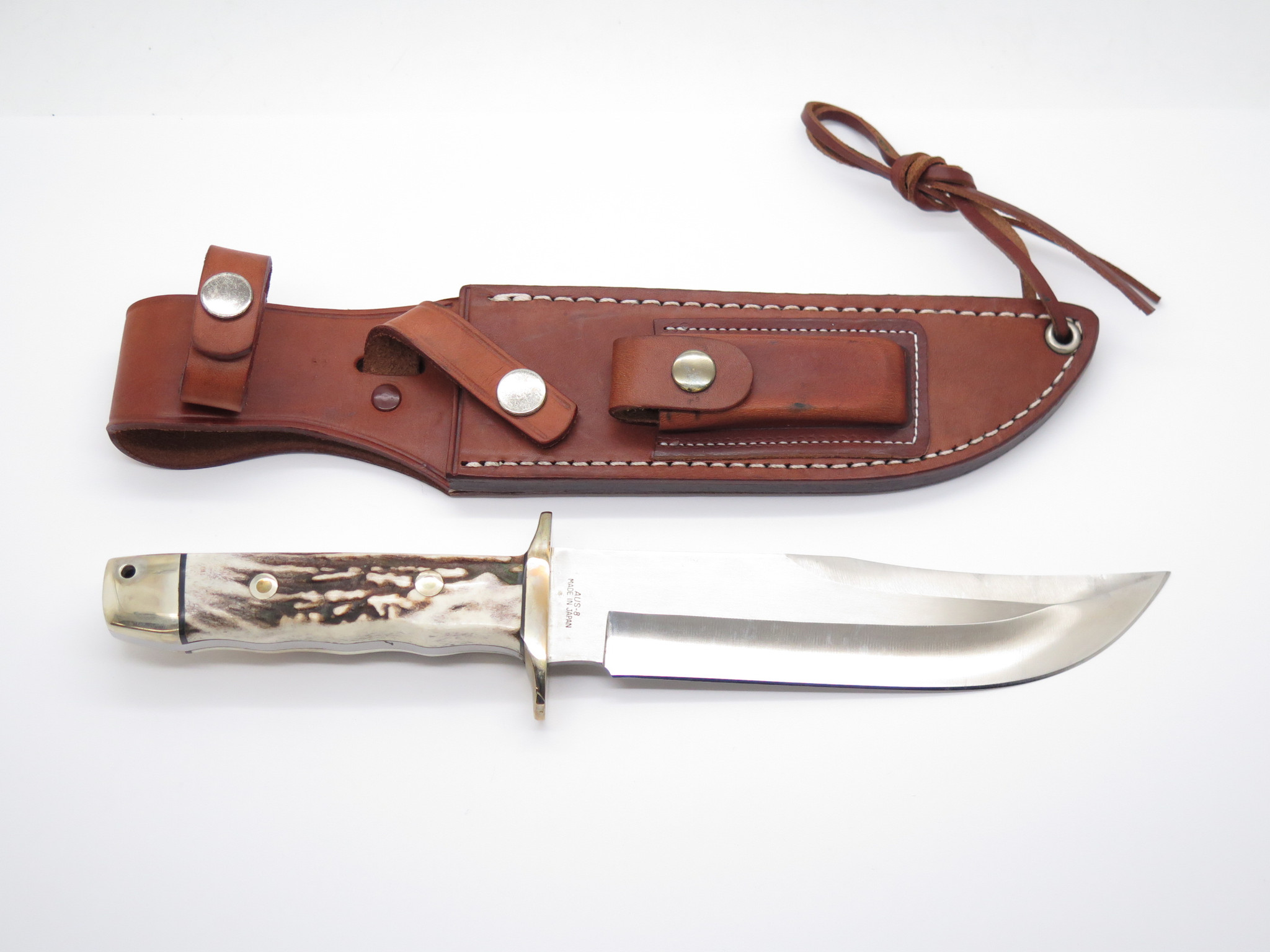 Vtg A.G. Russell 2000 Tak Fukuta Seki Japan Stag Bowie AUS8 Fixed