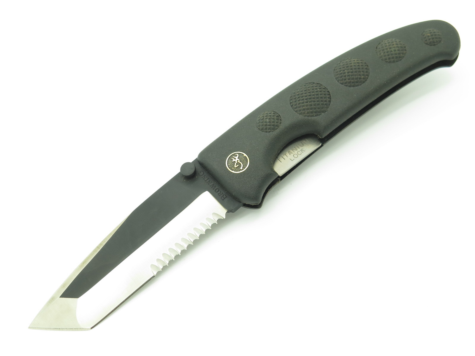 Vtg Browning 603 Barracuda Hiro Seki Japan Blk Tanto Folding