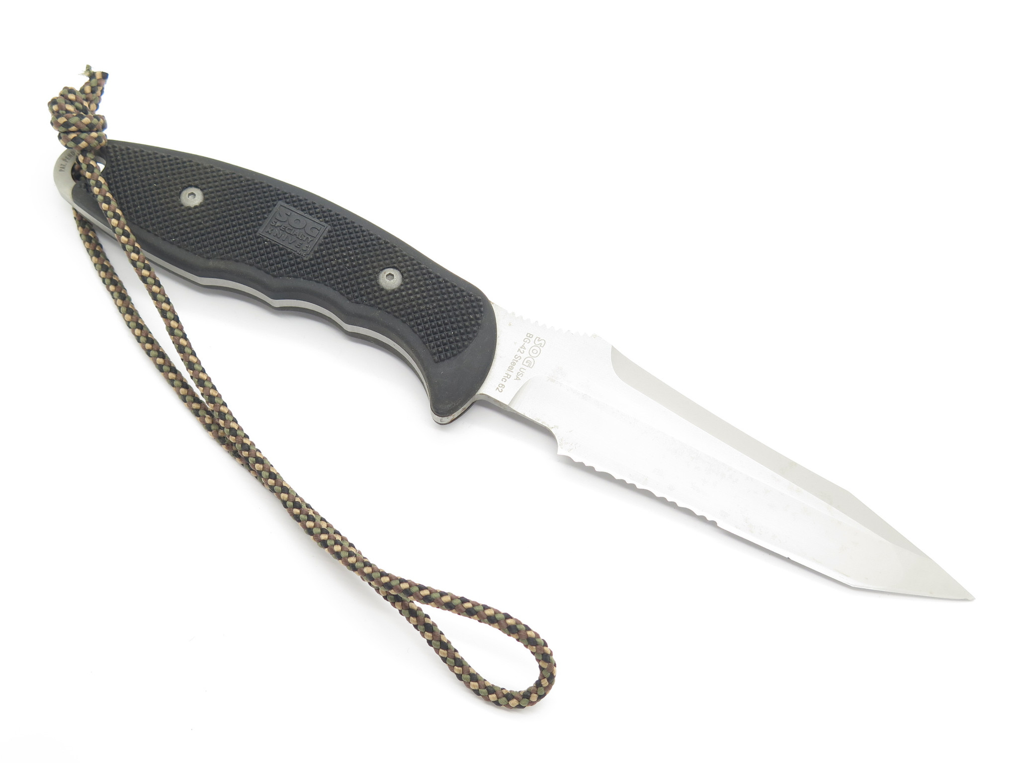 Vtg SOG X-42 Recondo BG-42 Fixed Blade Tanto Combat Knife & Sheath
