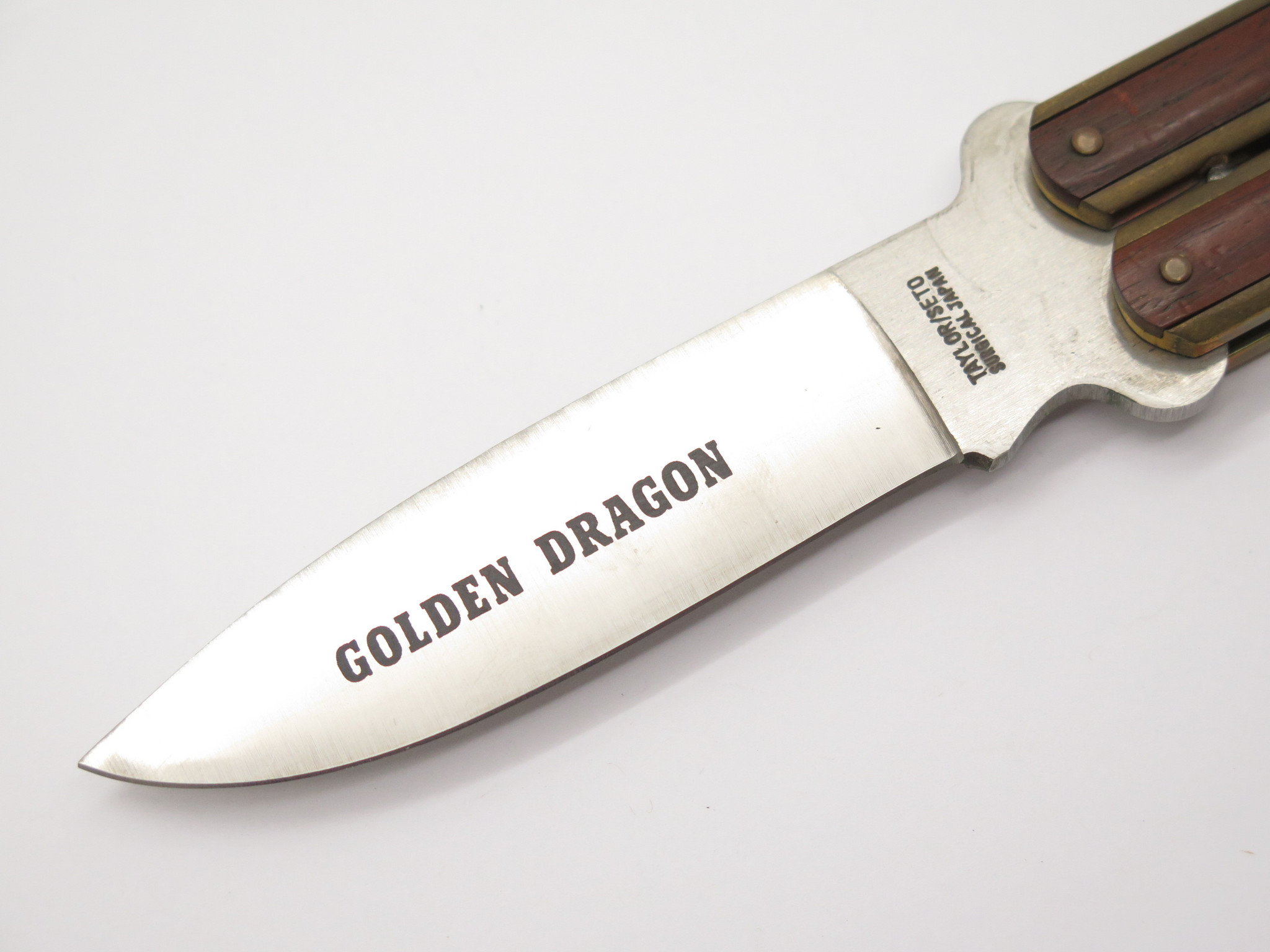 Vintage Taylor Seto Golden Dragon Folder Seki Japan Wood Brass