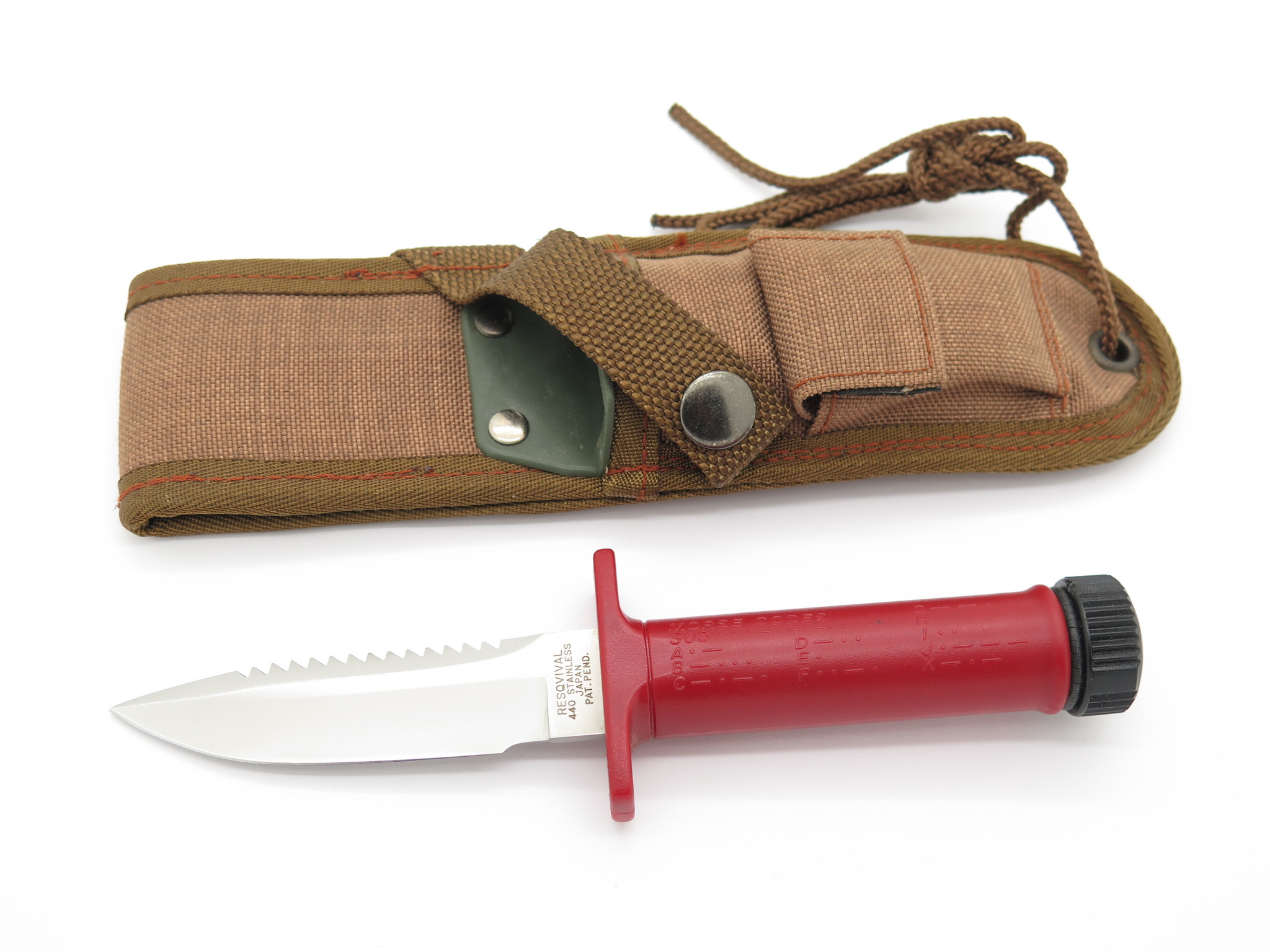 Vintage Resqvival Attack Red Seki Japan Small Fixed Blade Hunting