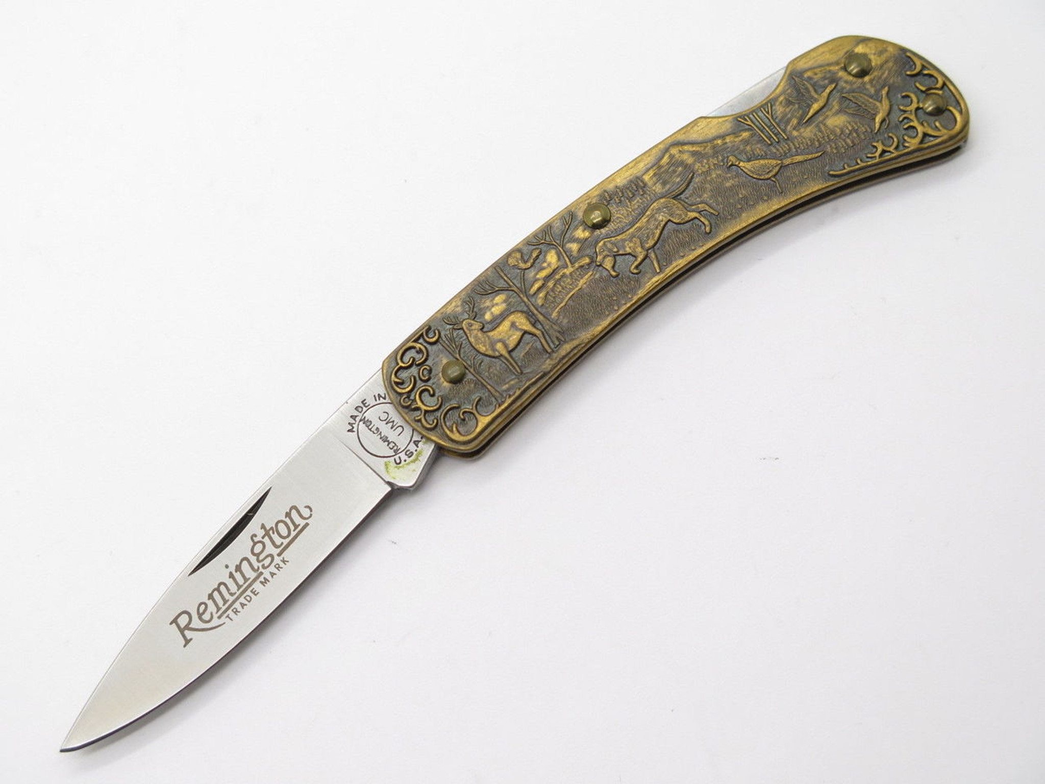 Remington UMC USA R5 Brass Gunmaker Hunting Folding Pocket Knife ...