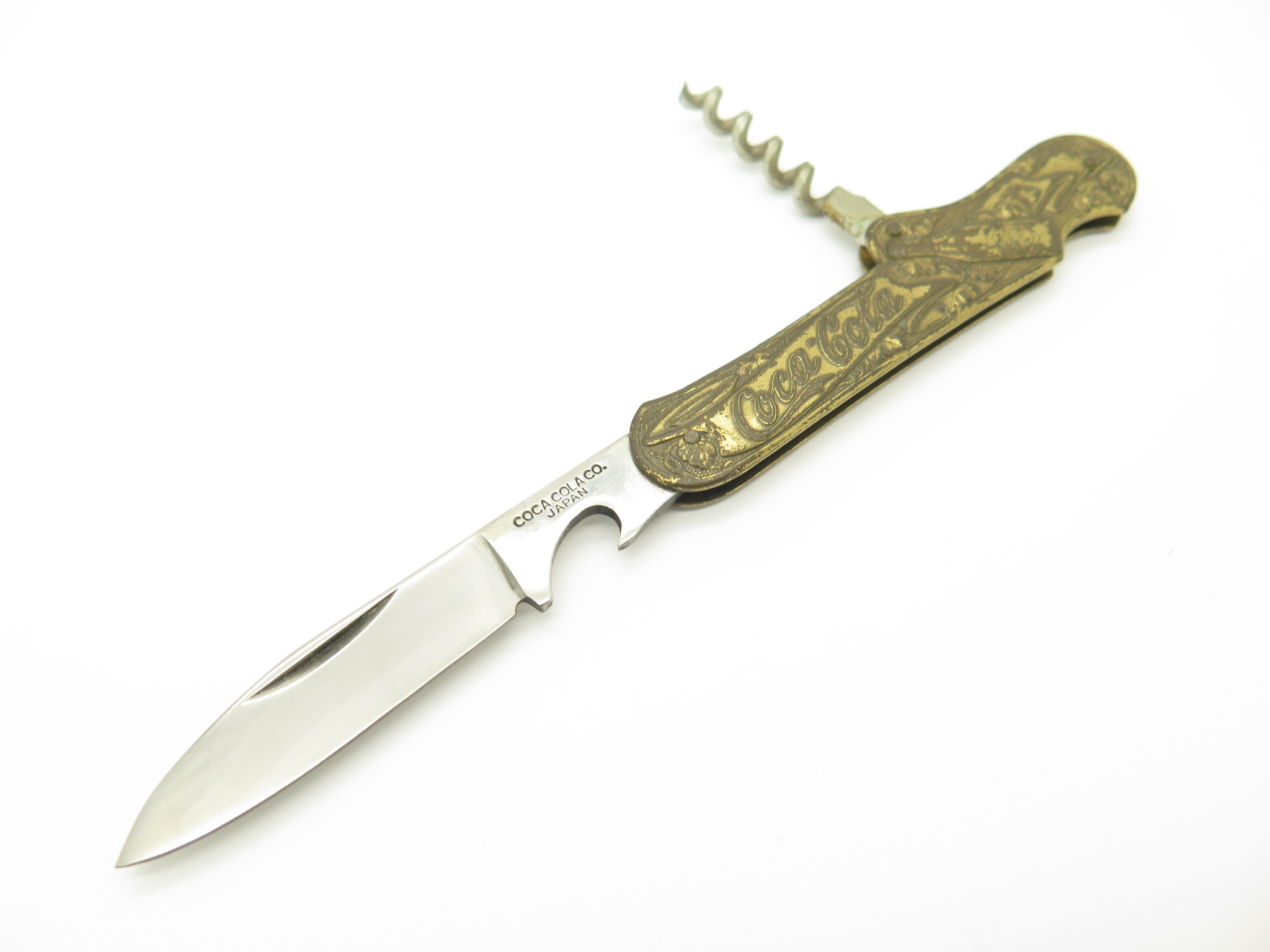 Vtg 1980s Coca-Cola Seizo Imai Seki Japan Brass Folding Pocket