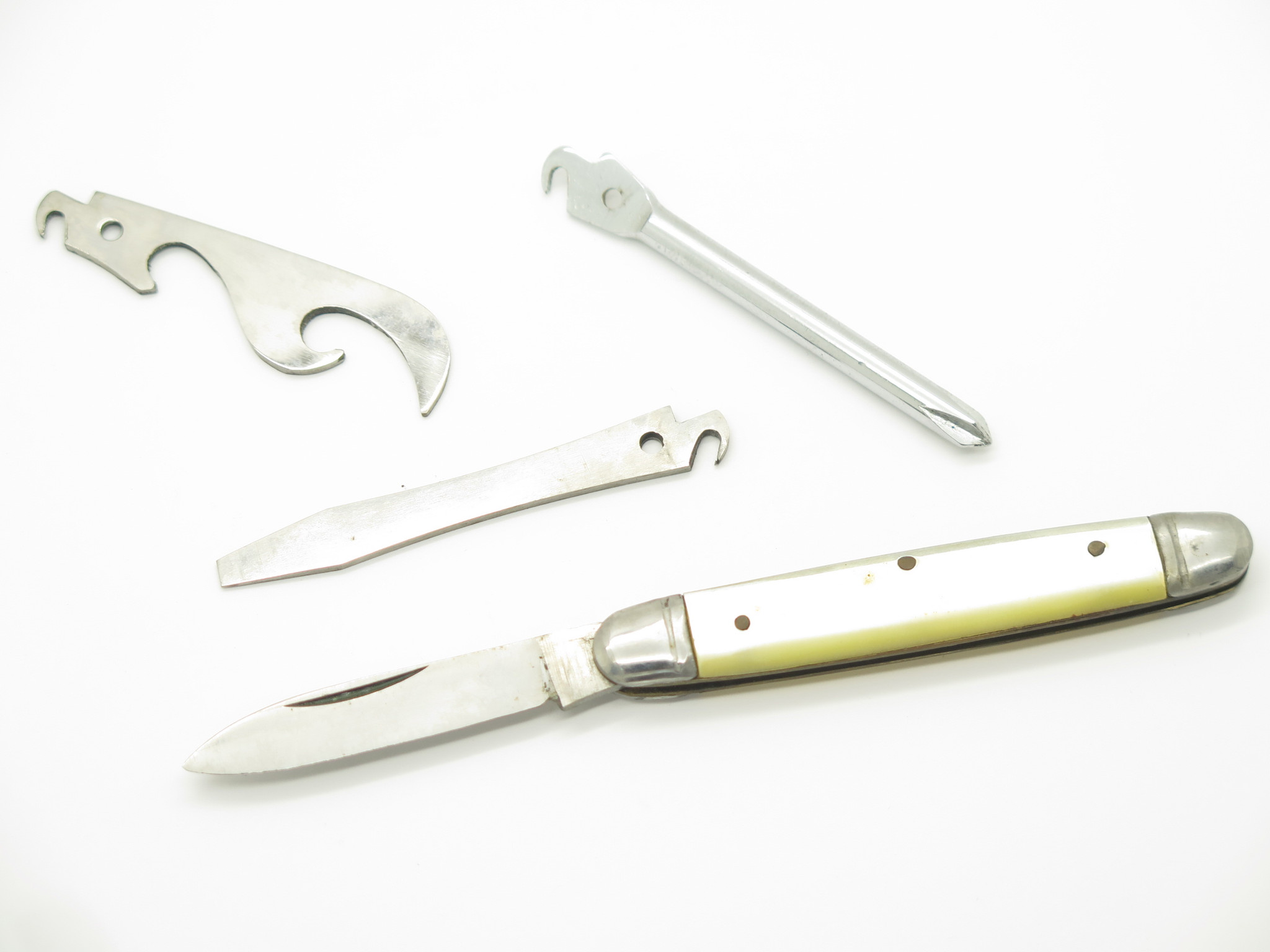 Vintage 1960s Seki Japan Folding Knife Multi Tool Kit Bottle