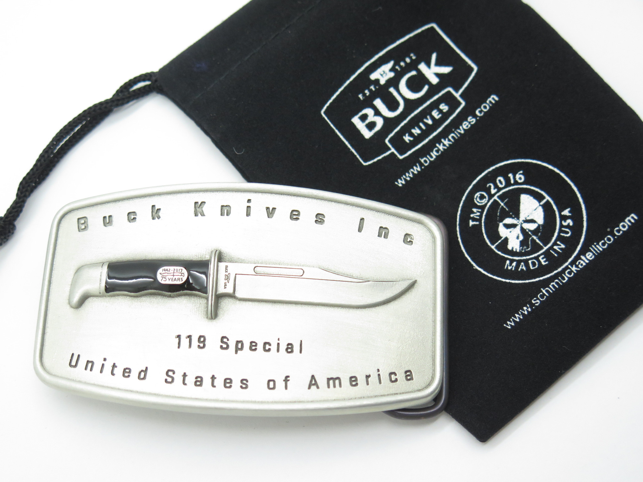 Buck 119 Special 75th Anniversary Commemorative Pewter Belt Buckle