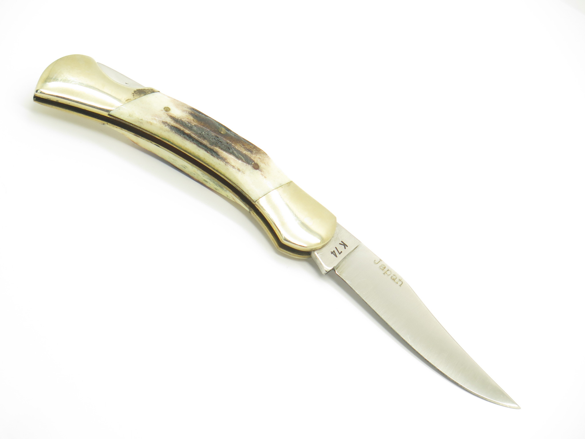 Vintage 1980s Parker Imai Seki Japan K74-F Stag Folding Lockback