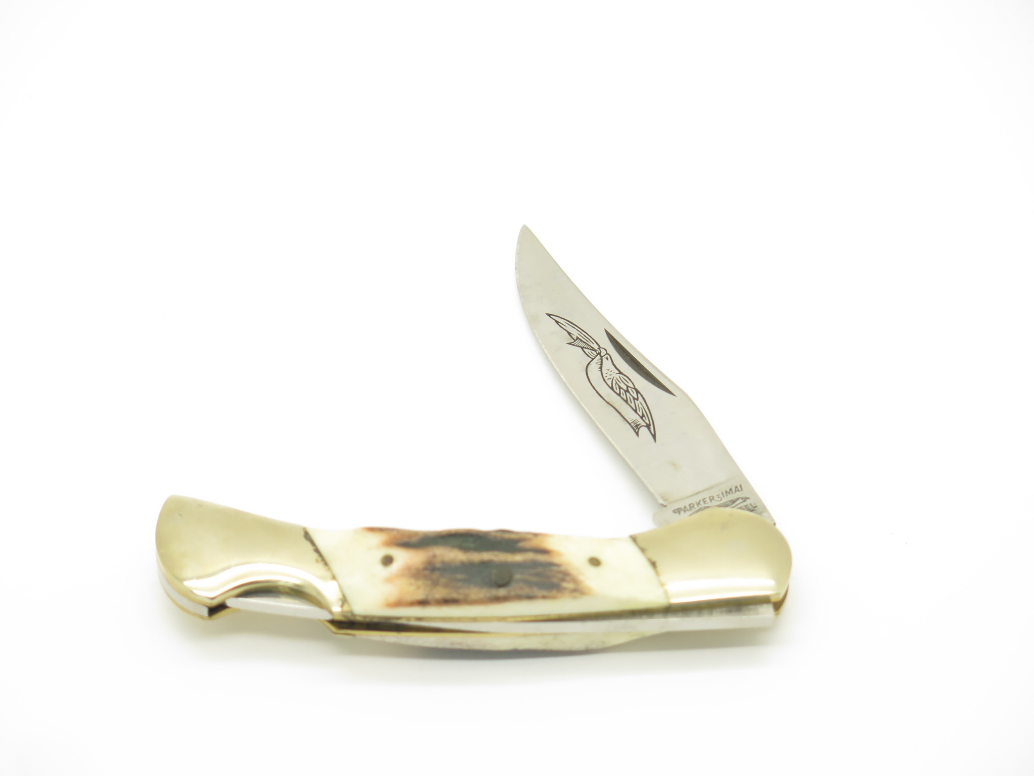 Vintage 1980s Parker Imai Seki Japan K74-F Stag Folding Lockback