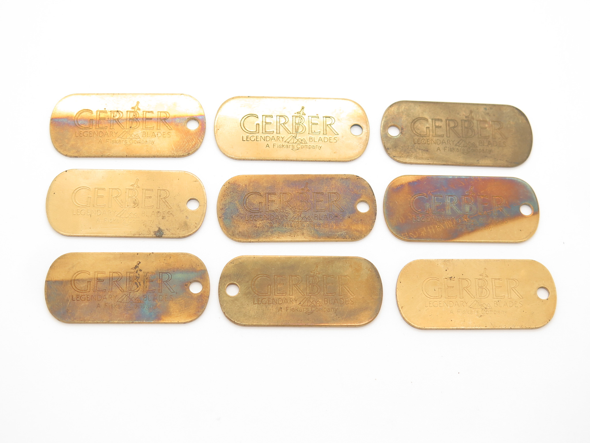 Vintage 1980s Gerber Knife Brass Japan Import Tag Key Chain Fob