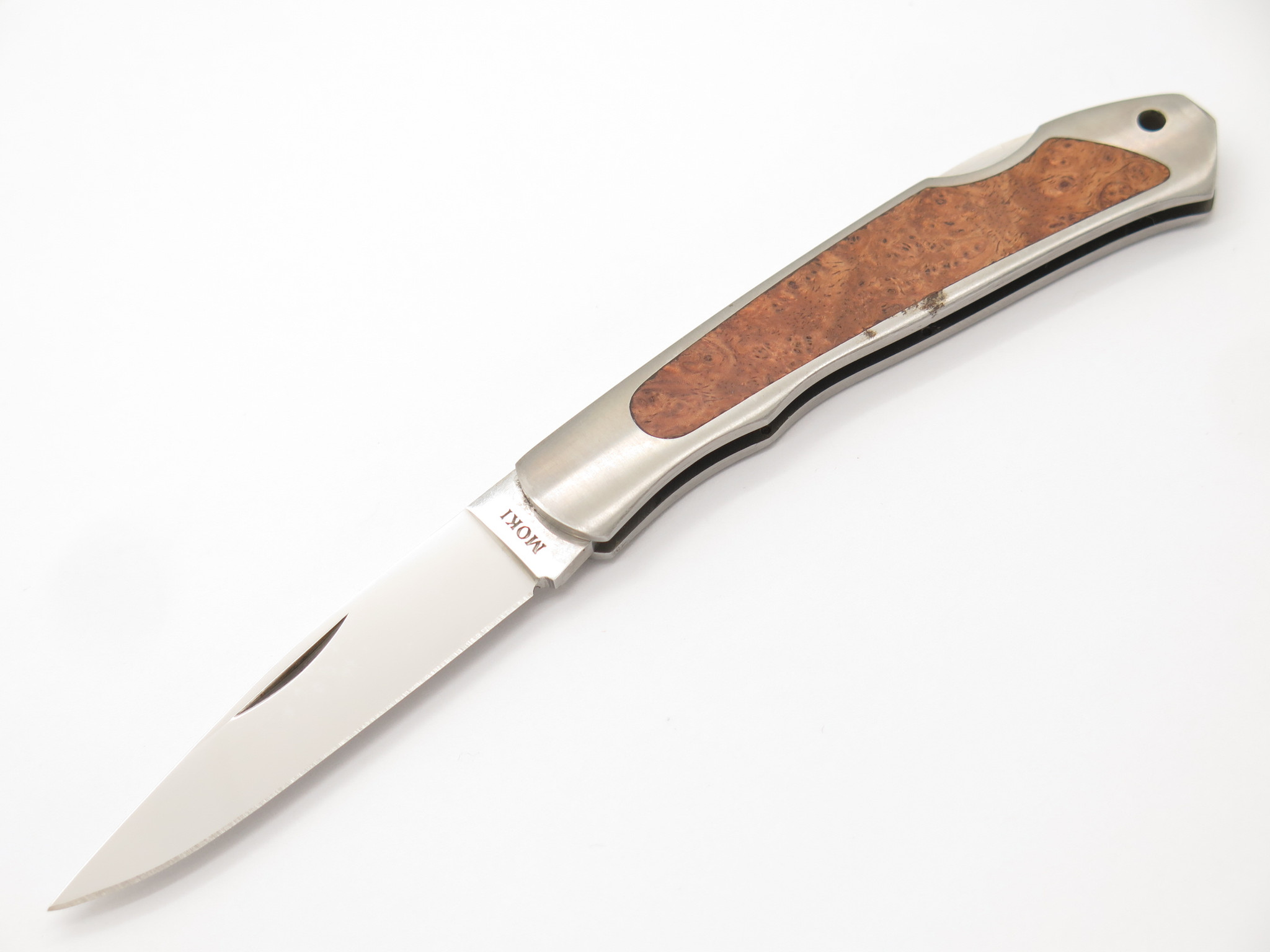 Vintage Moki 610J Seki Japan Burlwood Folding Lockback pocket
