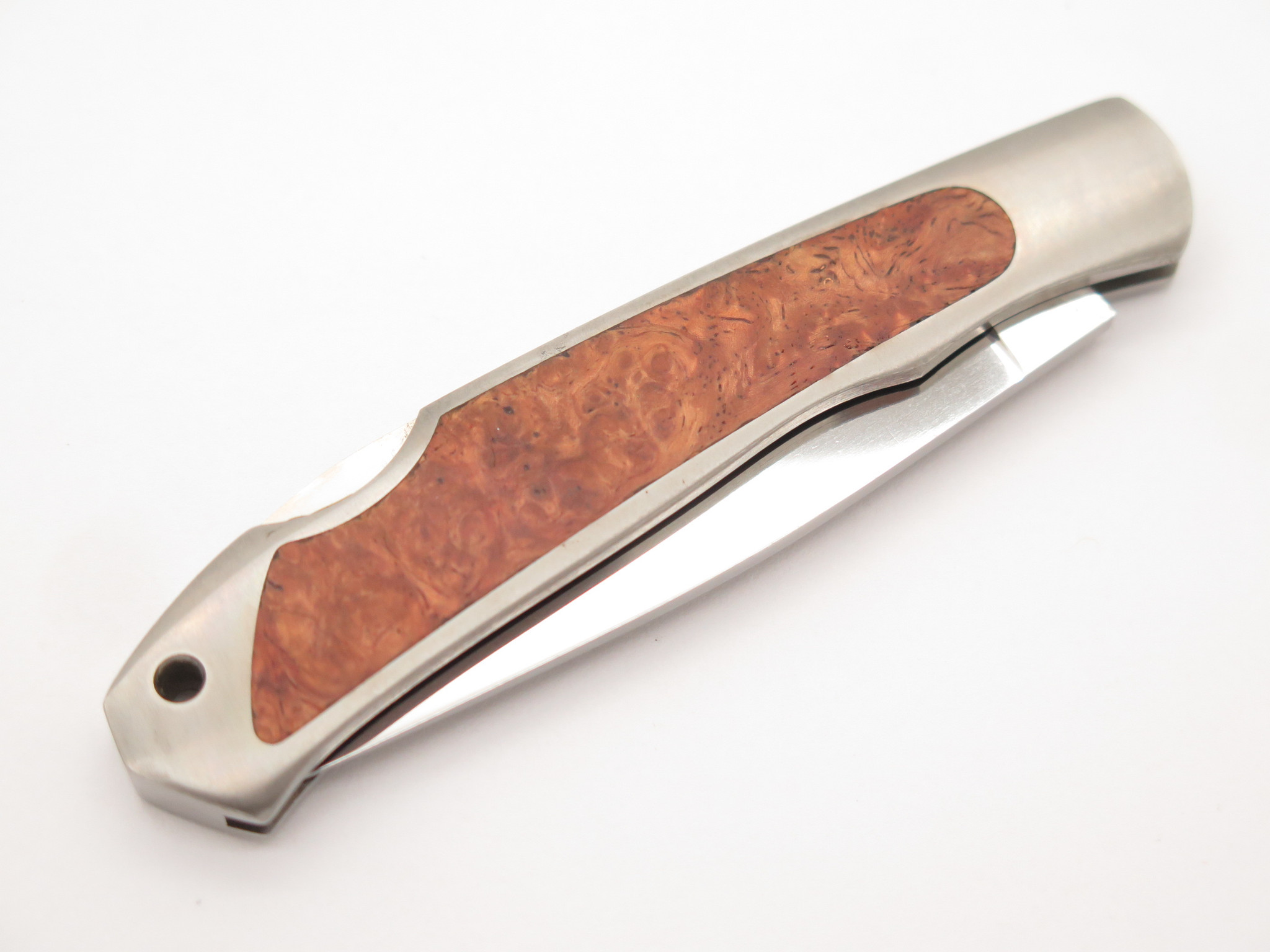 Vintage Moki 610J Seki Japan Burlwood Folding Lockback pocket